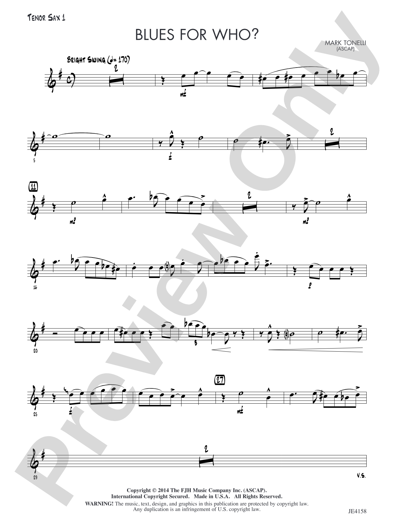 Blues for Who?: Tenor Sax 1