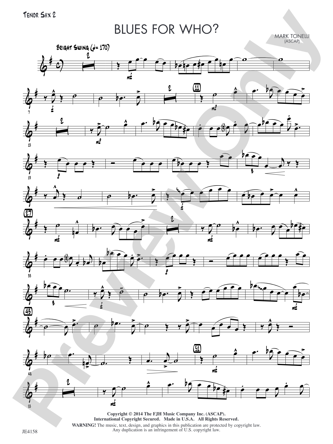 Blues for Who?: Tenor Sax 2