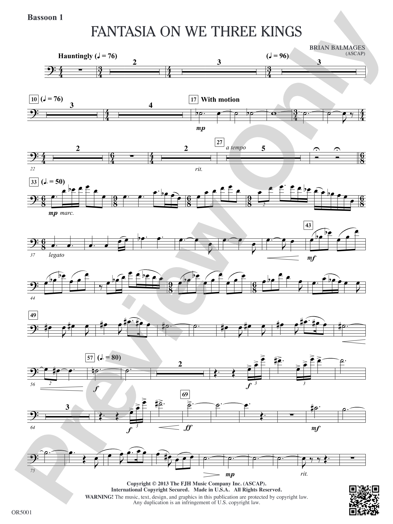 Fantasia on We Three Kings: Bassoon 1