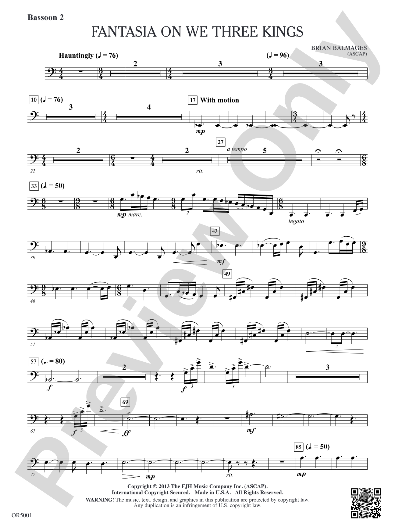 Fantasia on We Three Kings: Bassoon 2