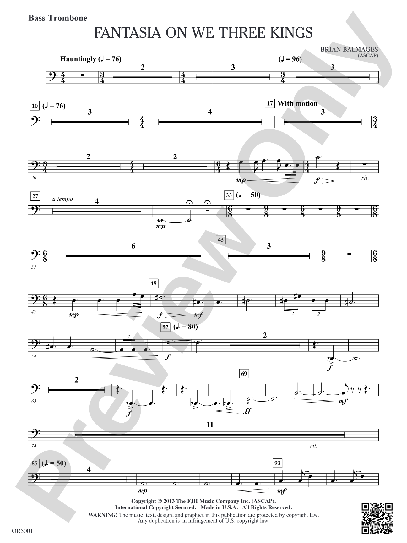Fantasia on We Three Kings: Bass Trombone