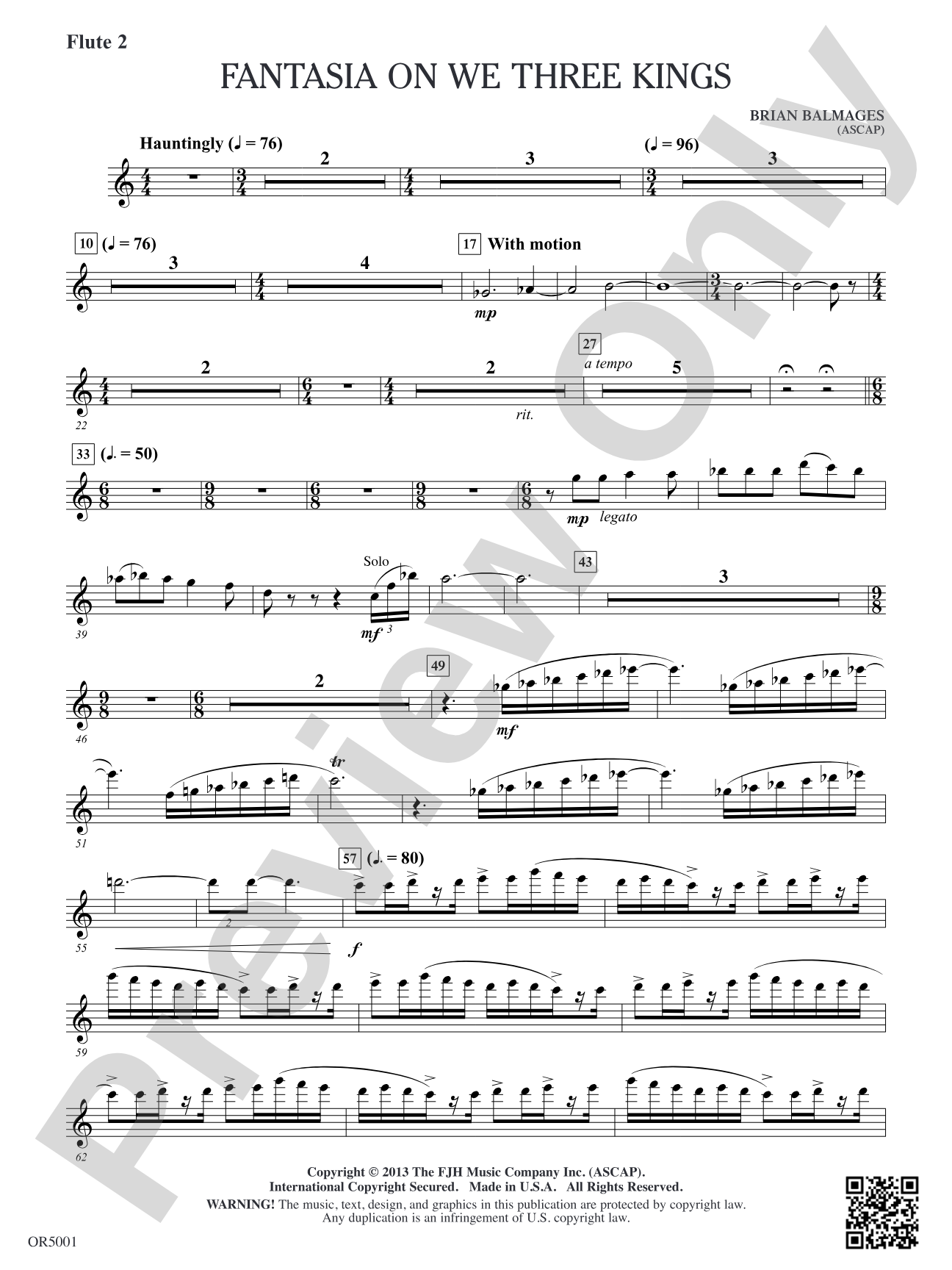 Fantasia on We Three Kings: Flute 2