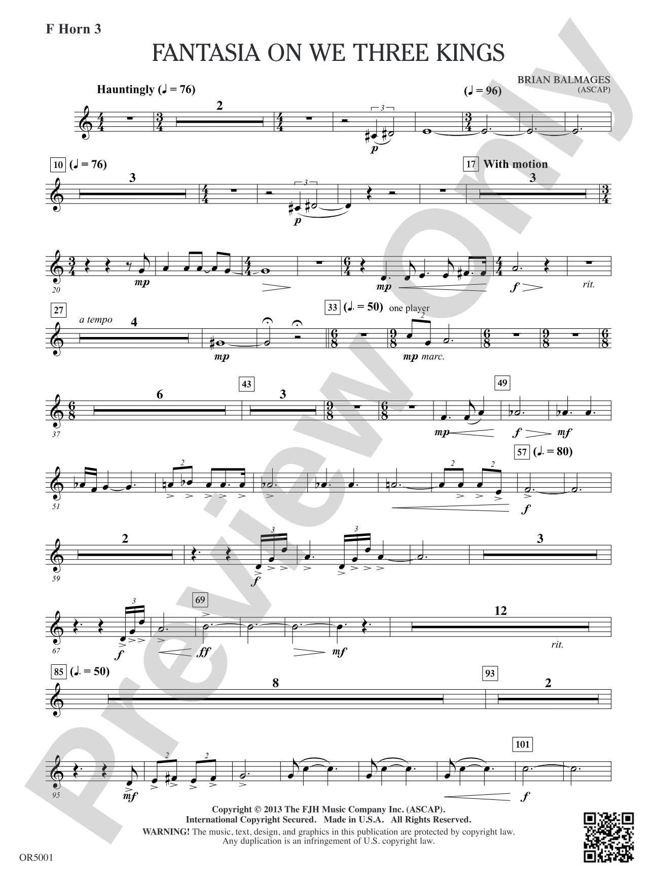 Fantasia on We Three Kings: F Horn 3