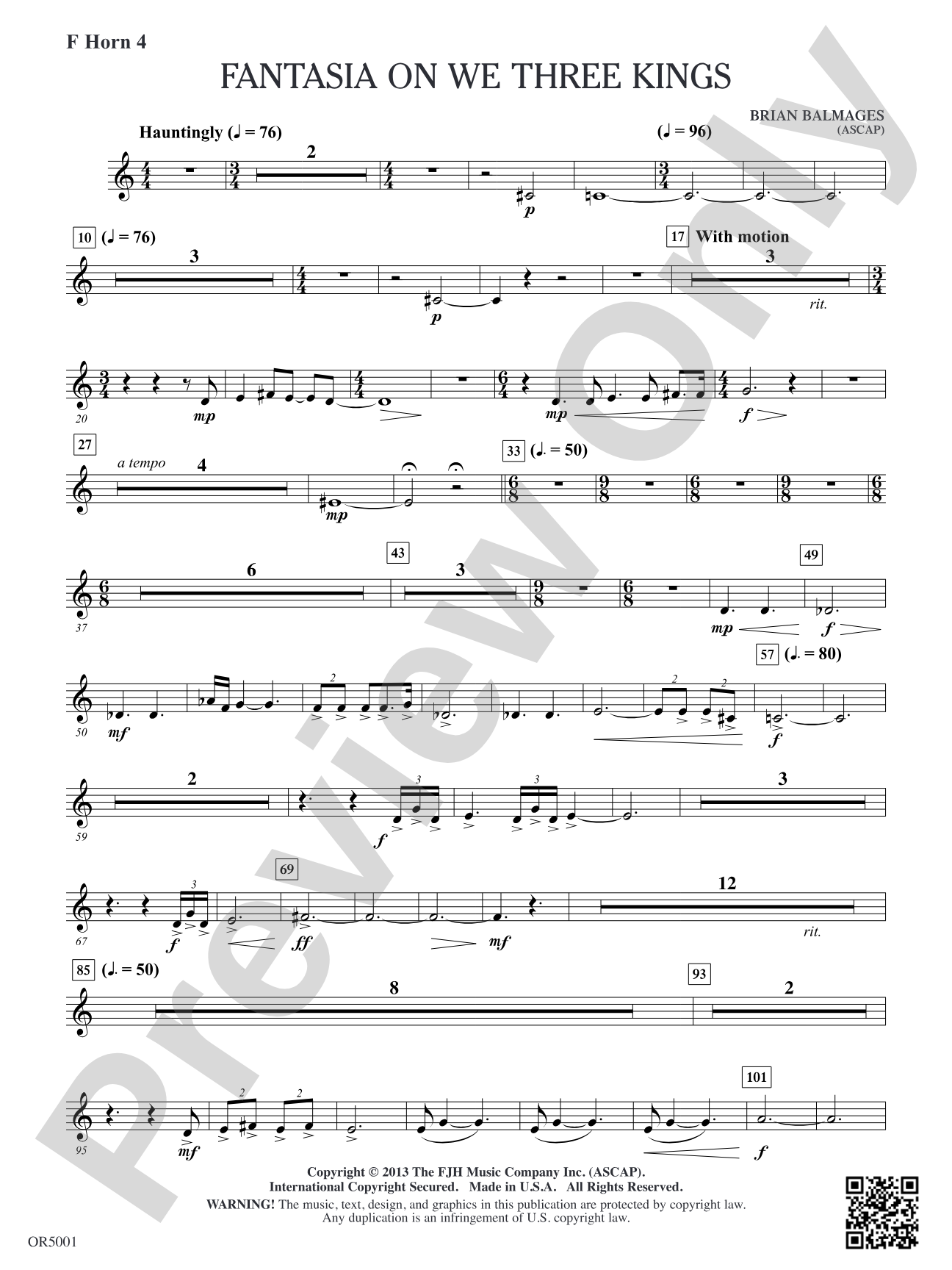 Fantasia on We Three Kings: F Horn 4