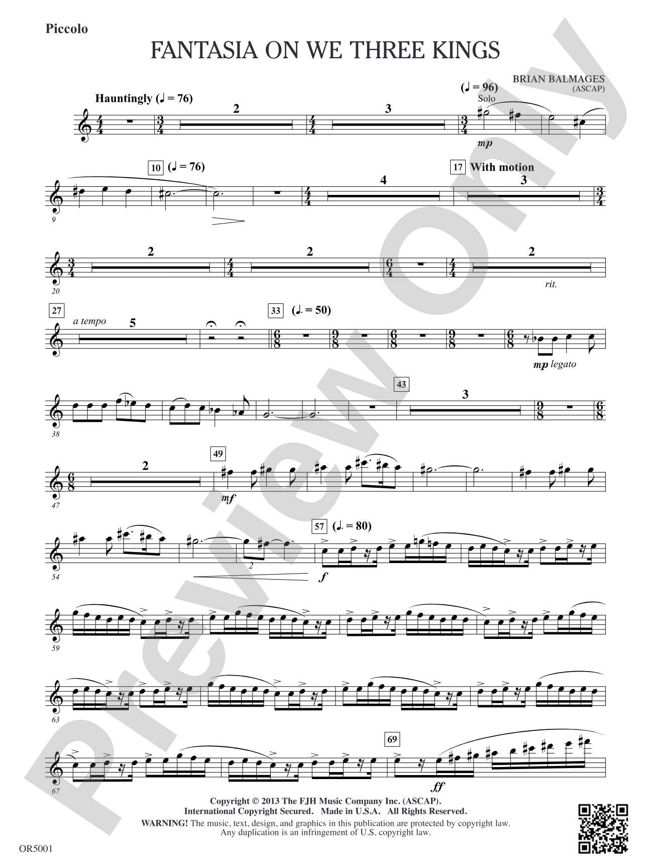 Fantasia on We Three Kings: Piccolo
