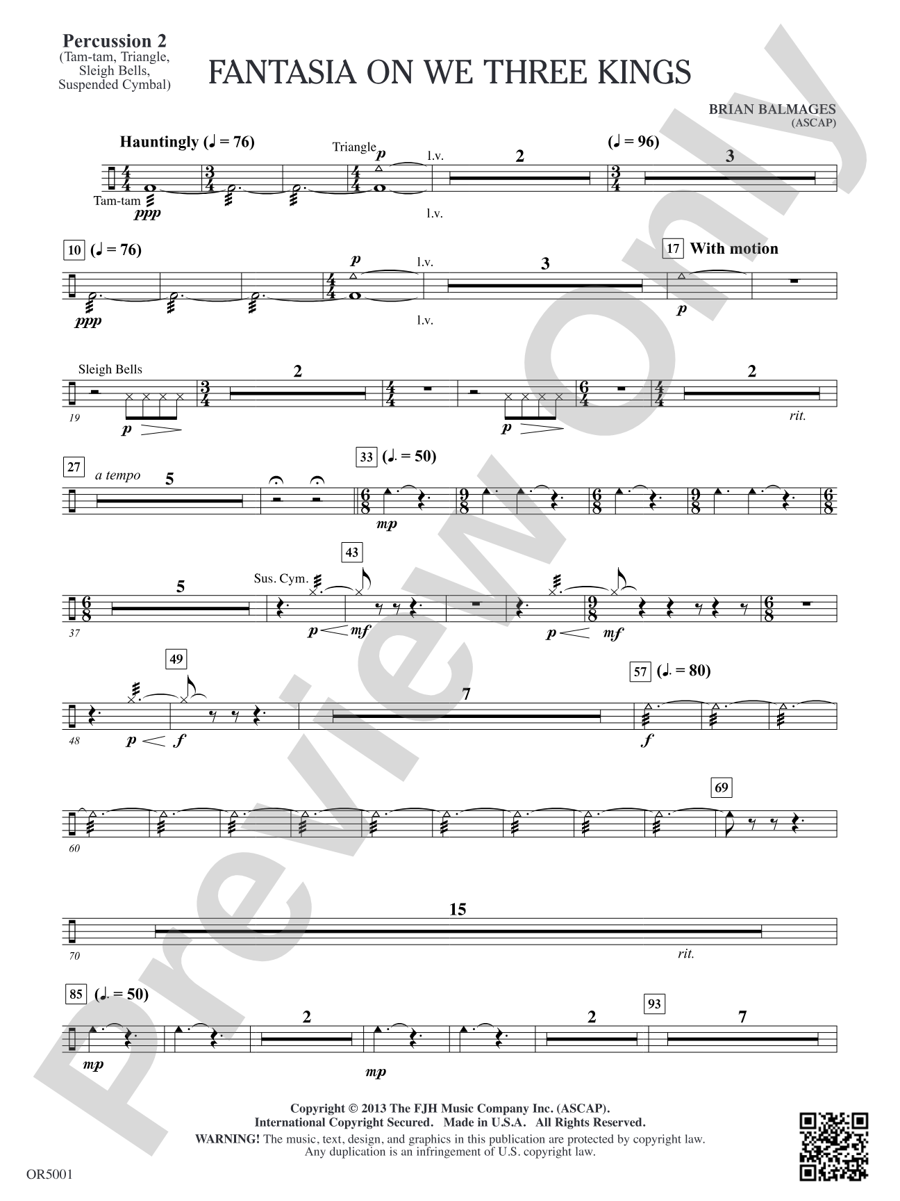 Fantasia on We Three Kings: Percussion 2