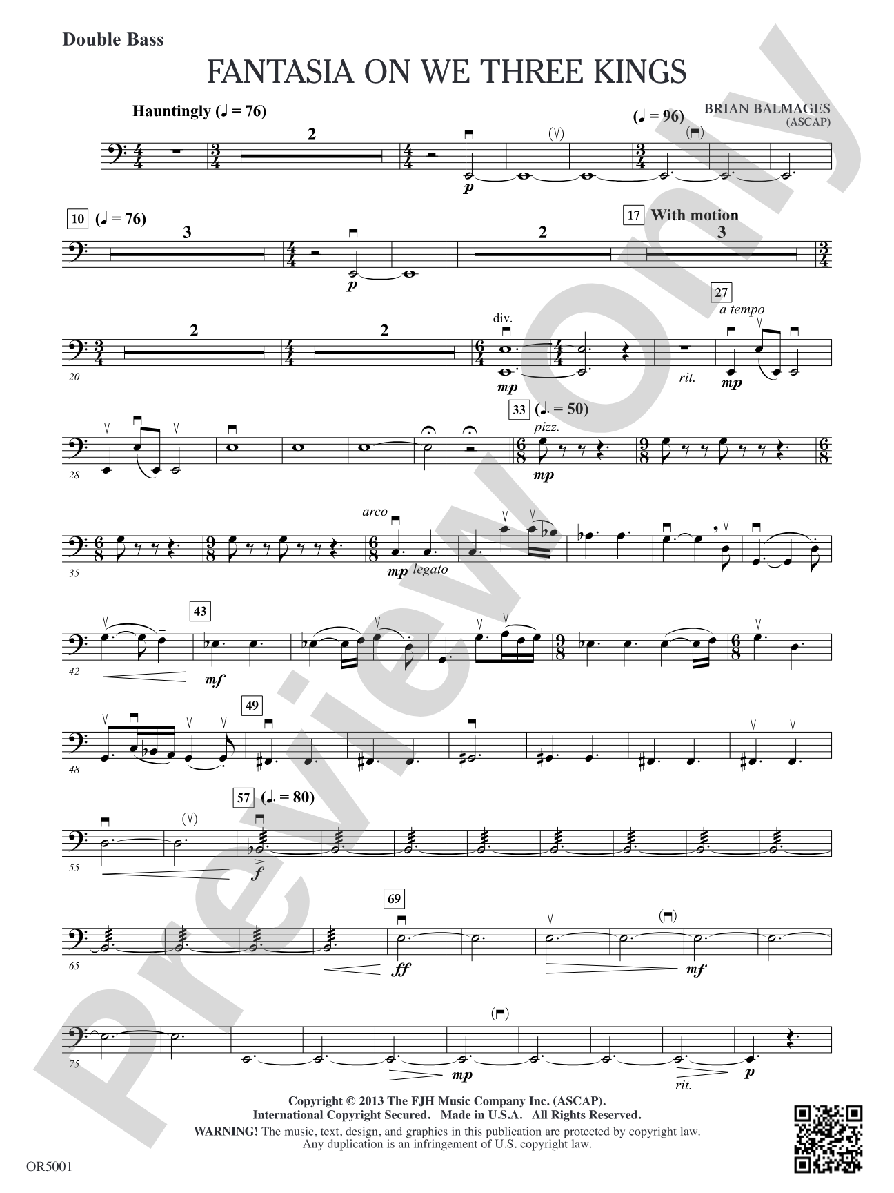 Fantasia on We Three Kings: Double Bass