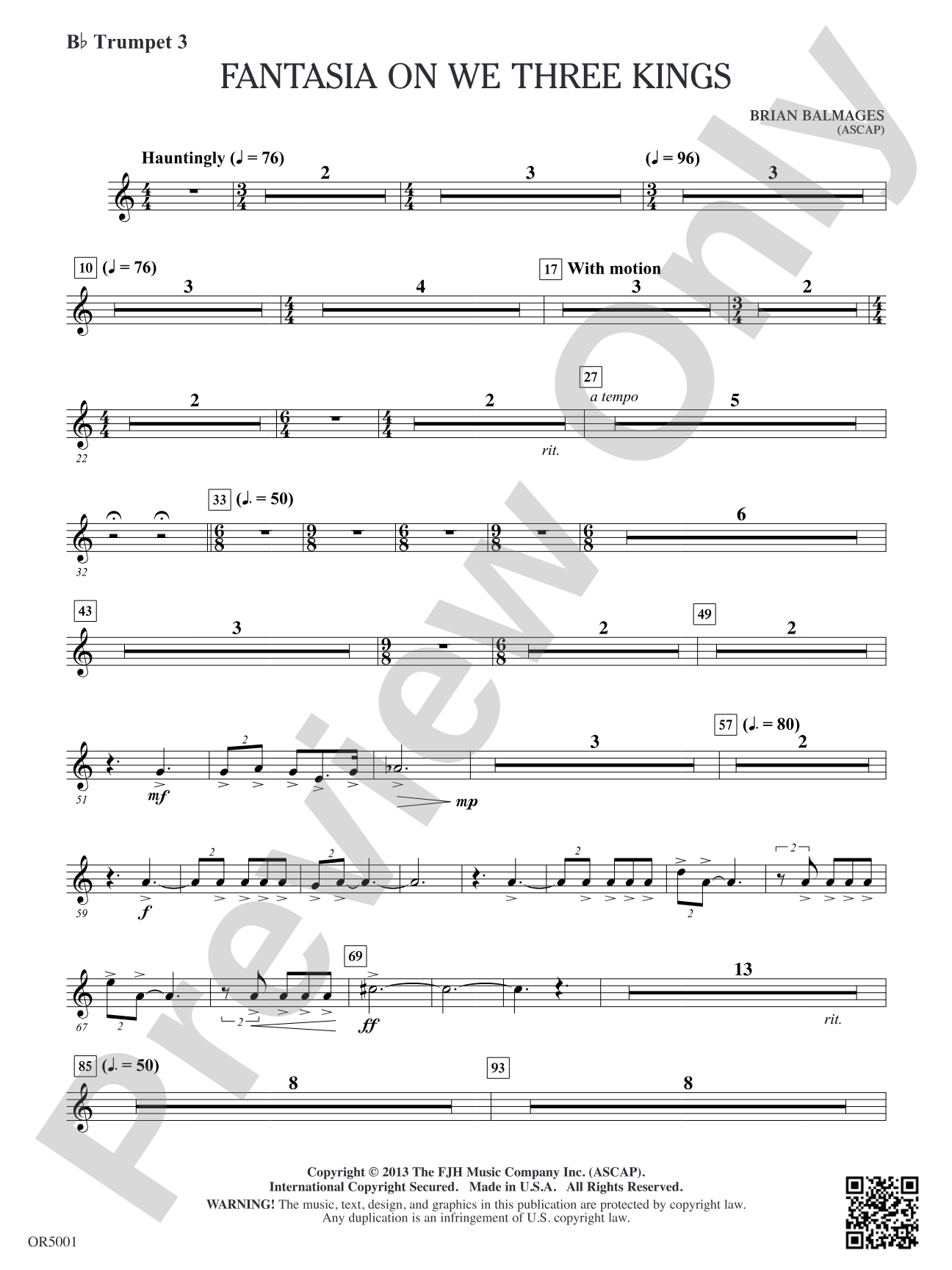 Fantasia on We Three Kings: B-flat Trumpet 3