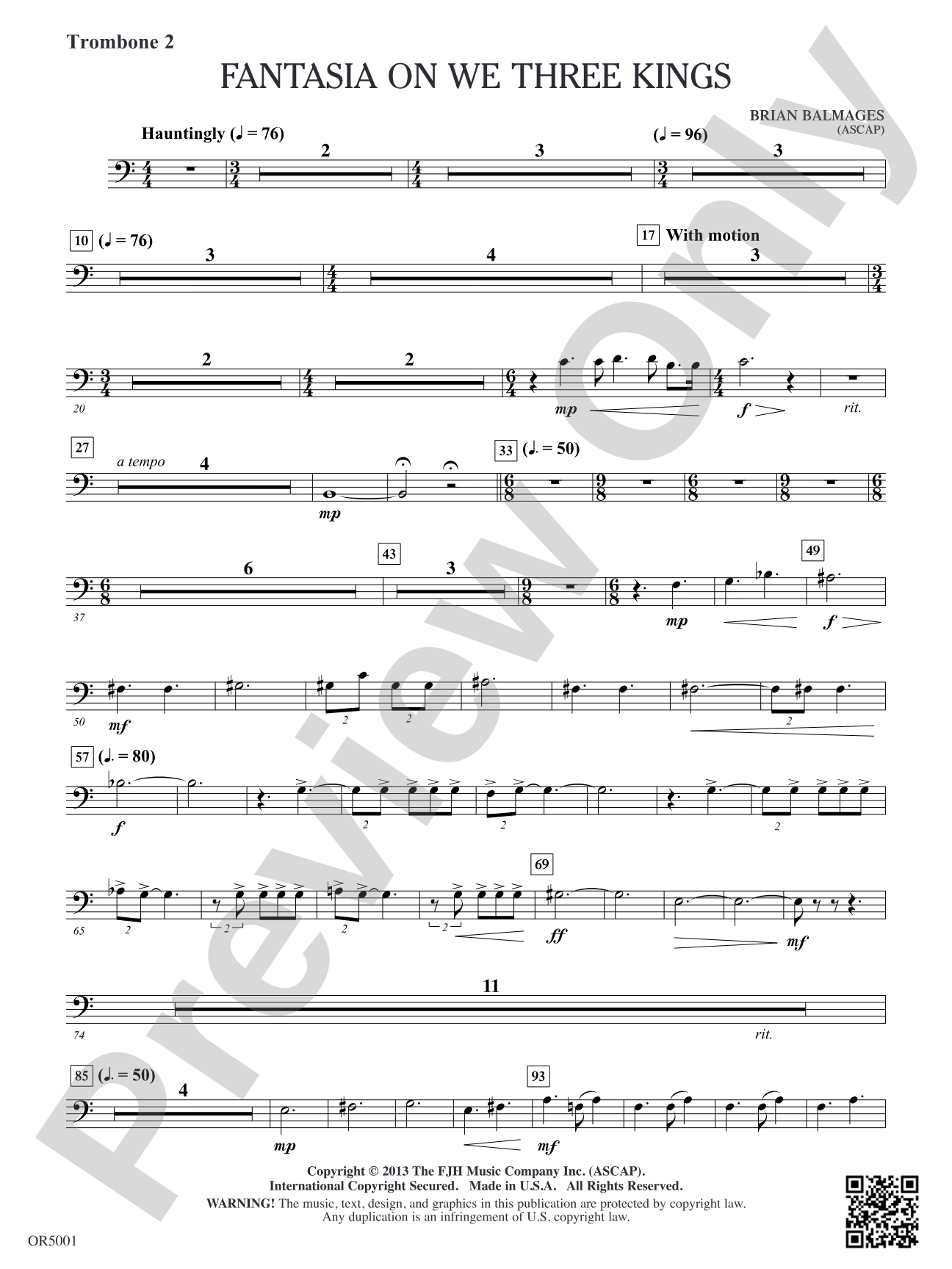 Fantasia on We Three Kings: Trombone 2