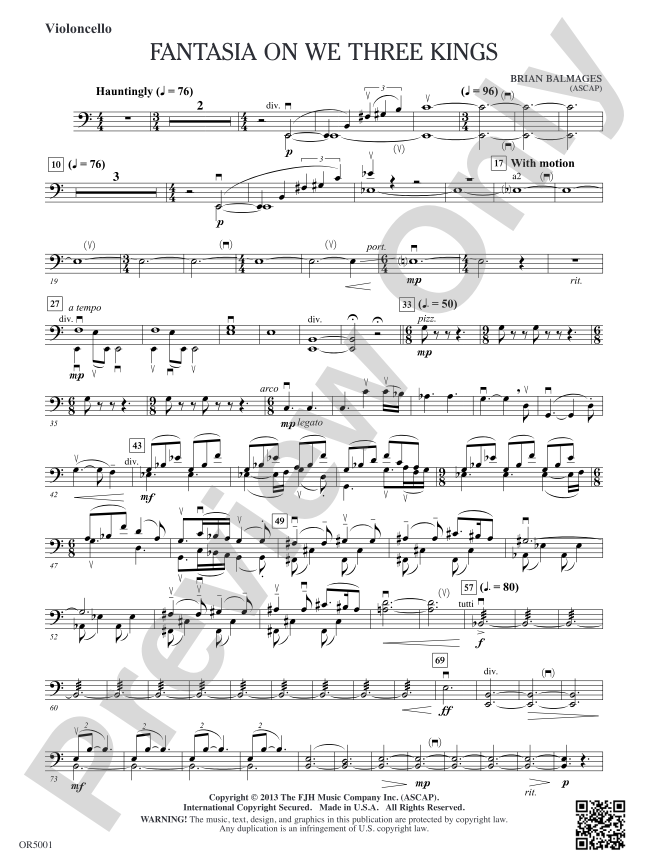 Fantasia on We Three Kings: Violoncello
