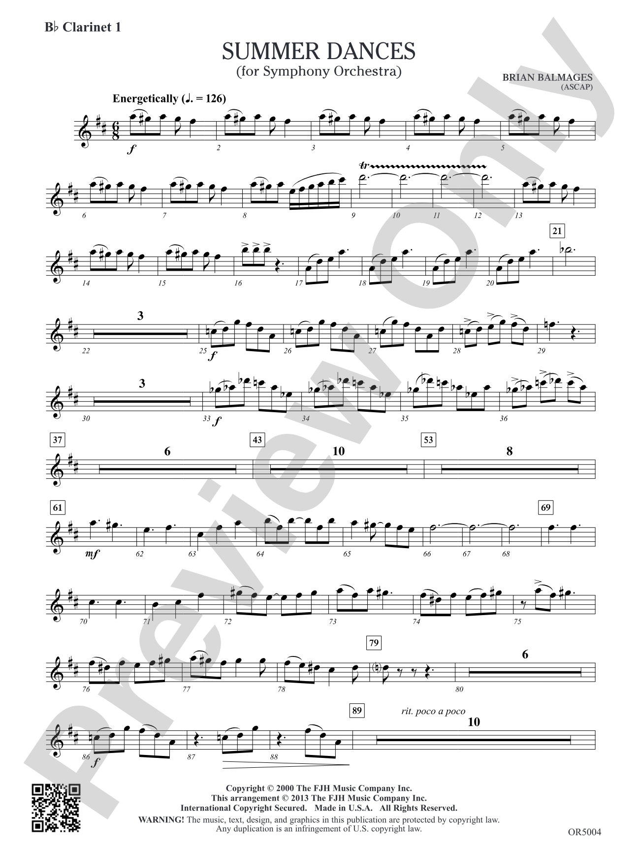 Summer Dances: B-flat Clarinet 1