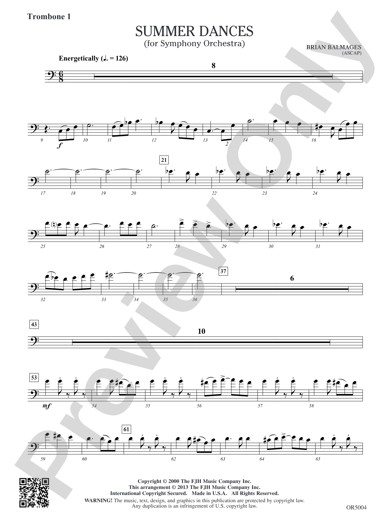 Summer Dances: Trombone 1