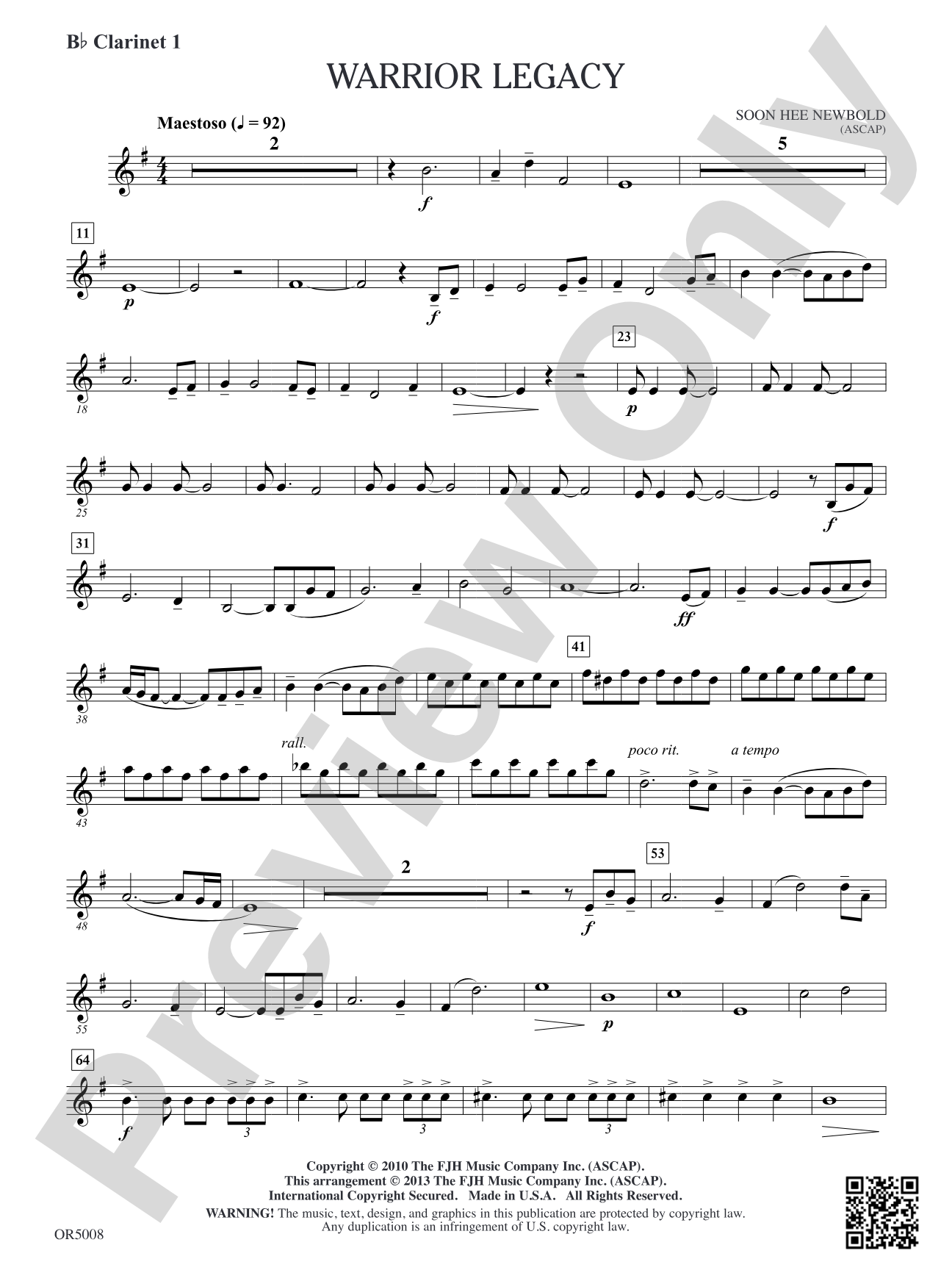 Warrior Legacy: B-flat Clarinet 1