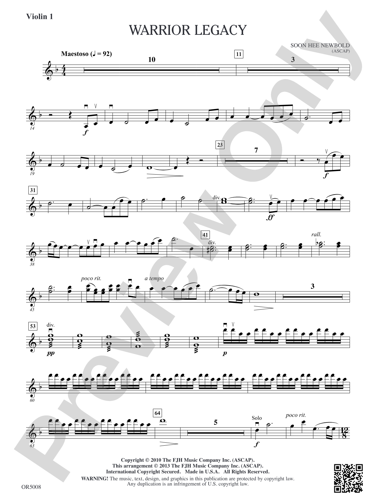 Warrior Legacy: Violin 1