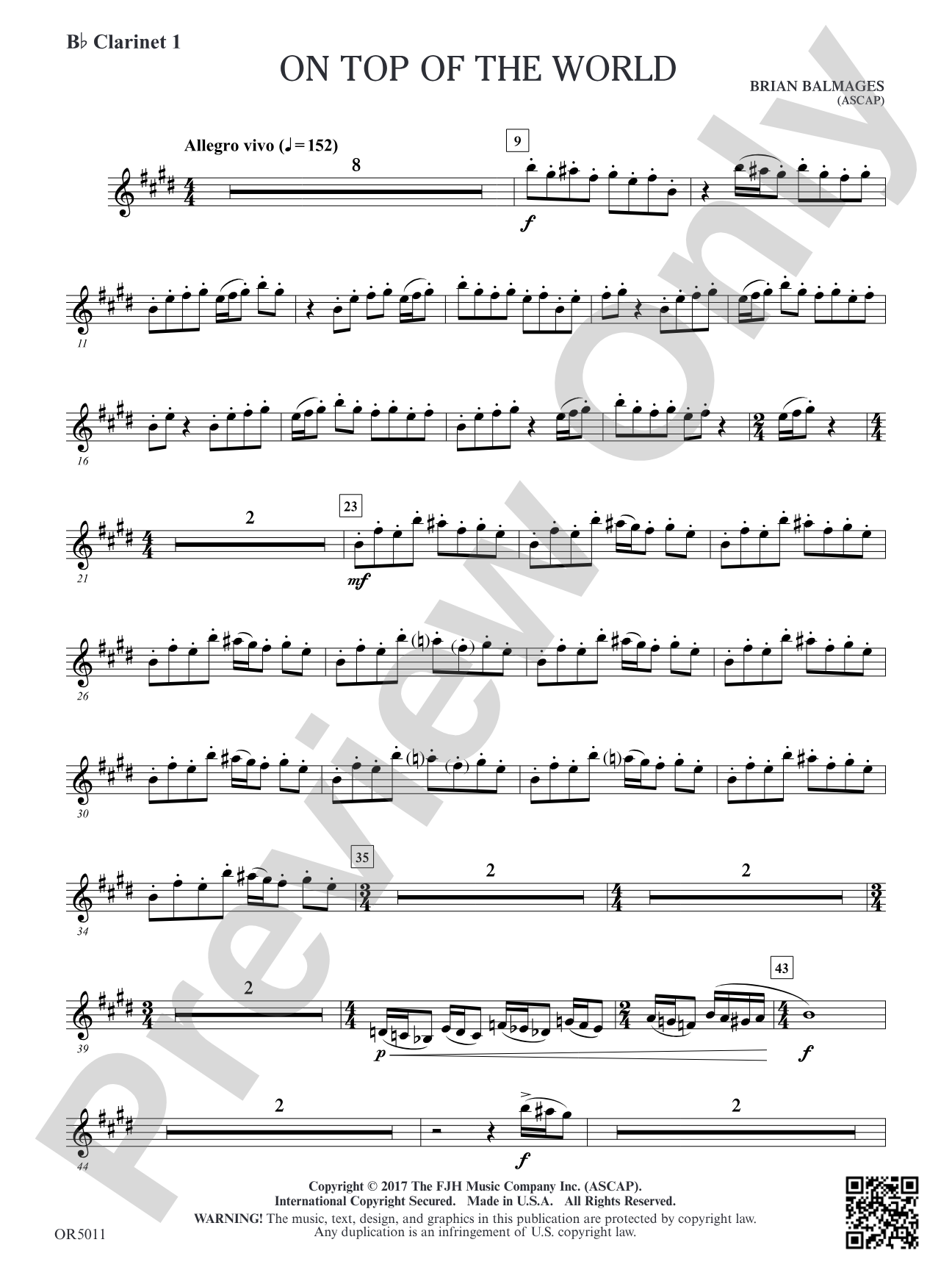 On Top of the World: B-flat Clarinet 1