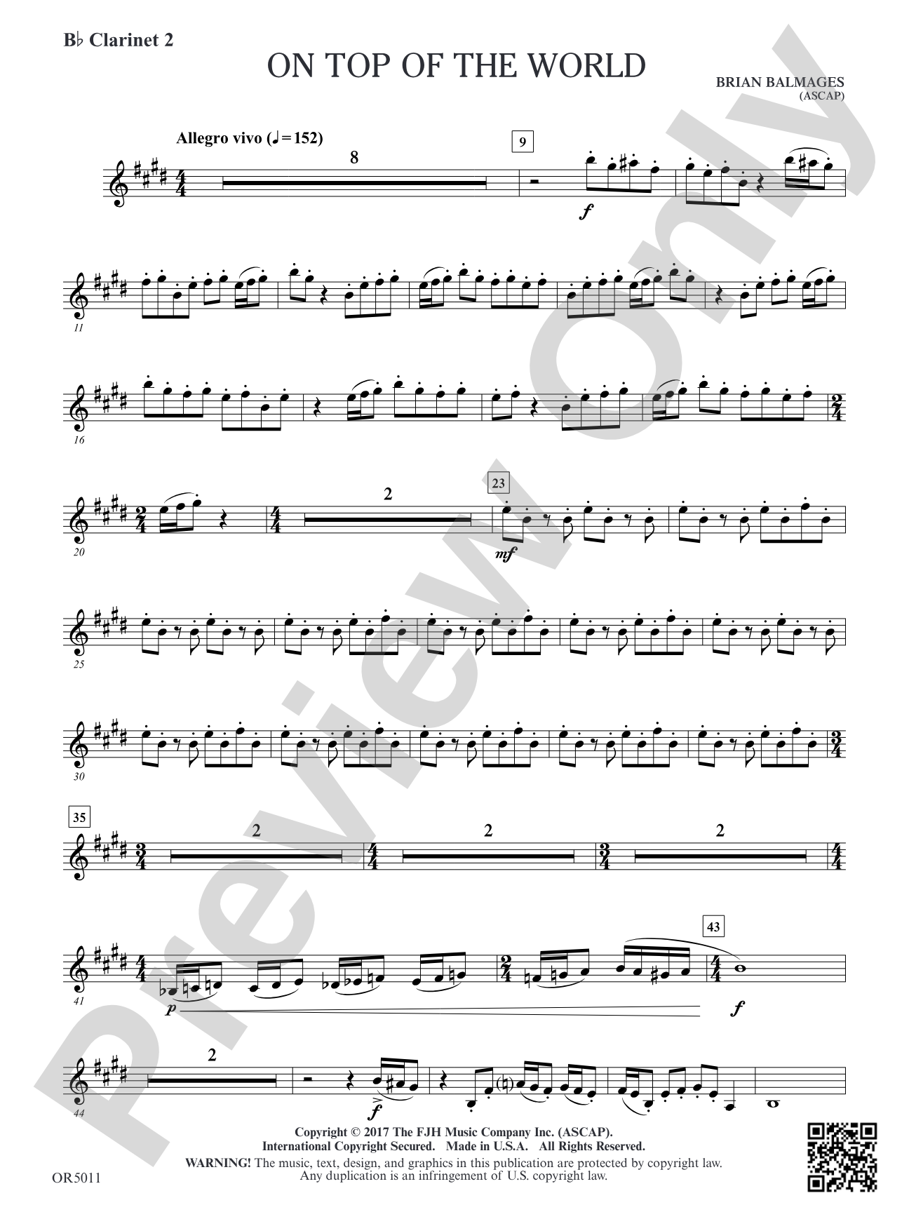 On Top of the World: B-flat Clarinet 2