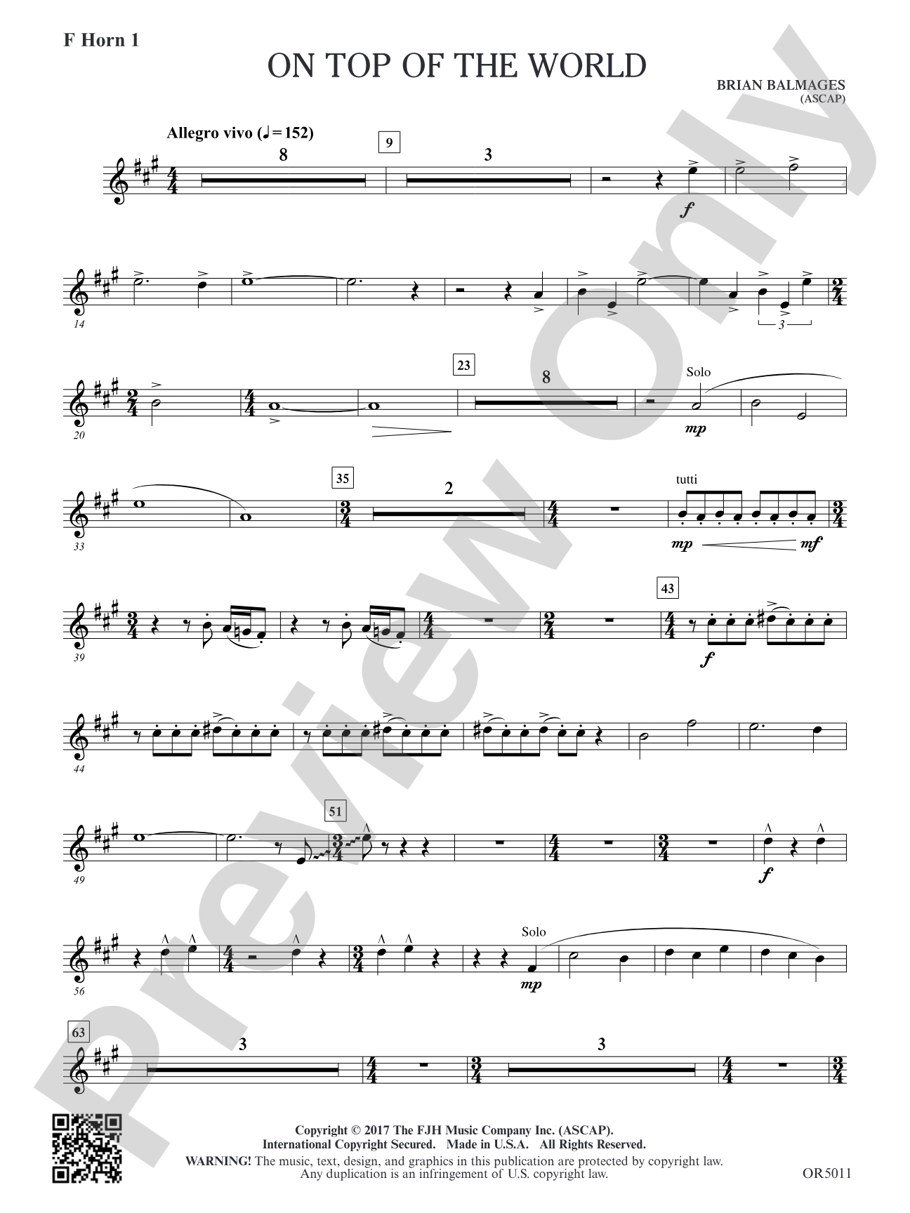 On Top of the World: F Horn 1