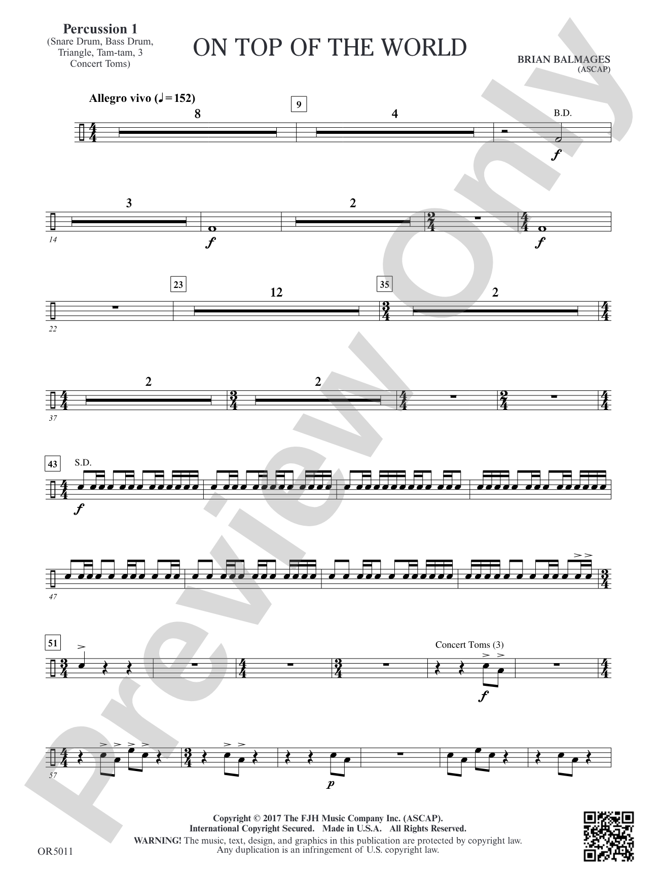 On Top of the World: Percussion 1