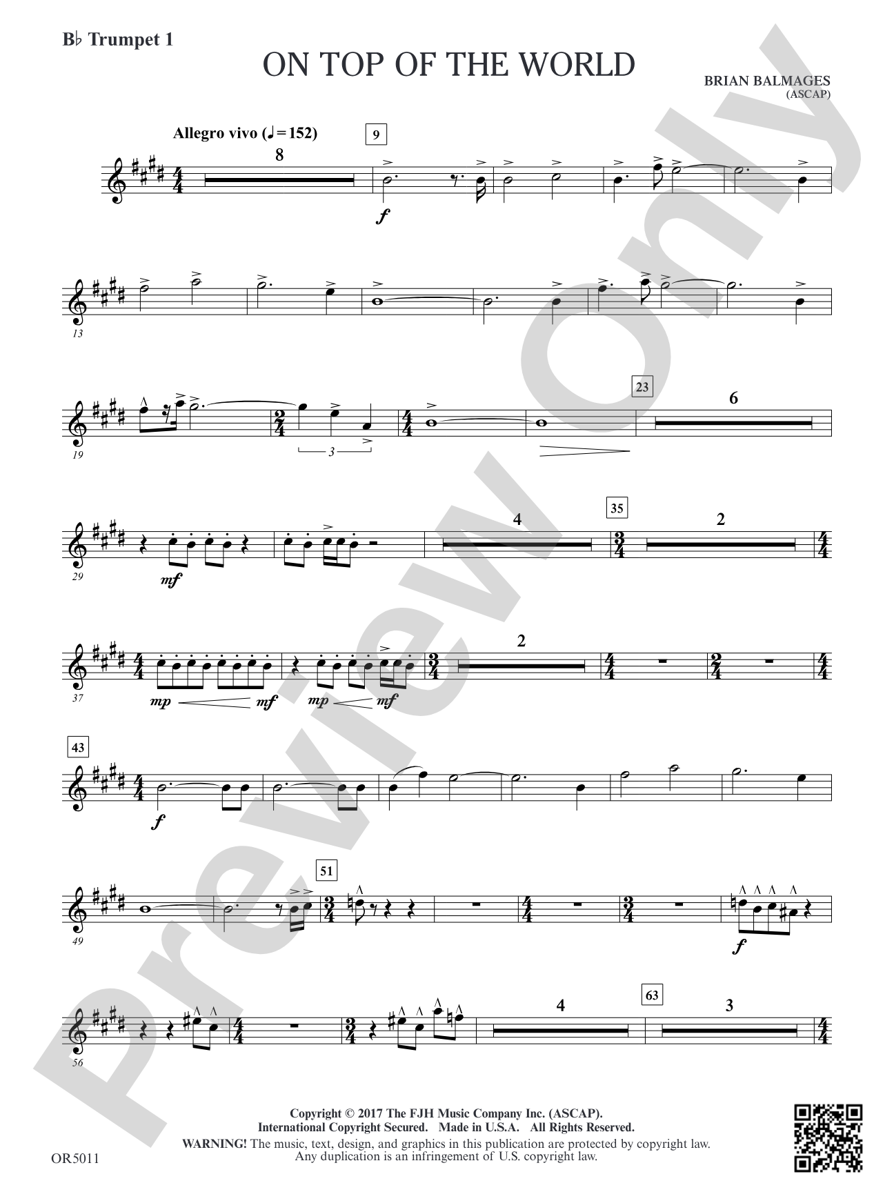 On Top of the World: B-flat Trumpet 1