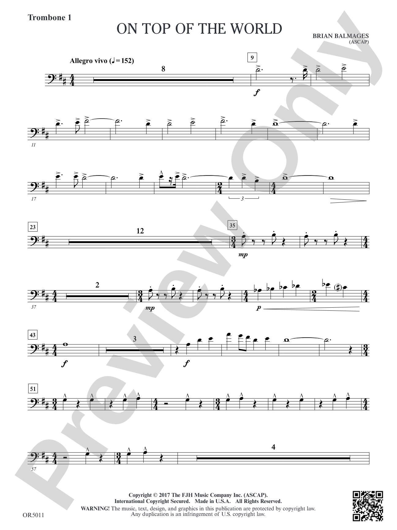 On Top of the World: Trombone 1