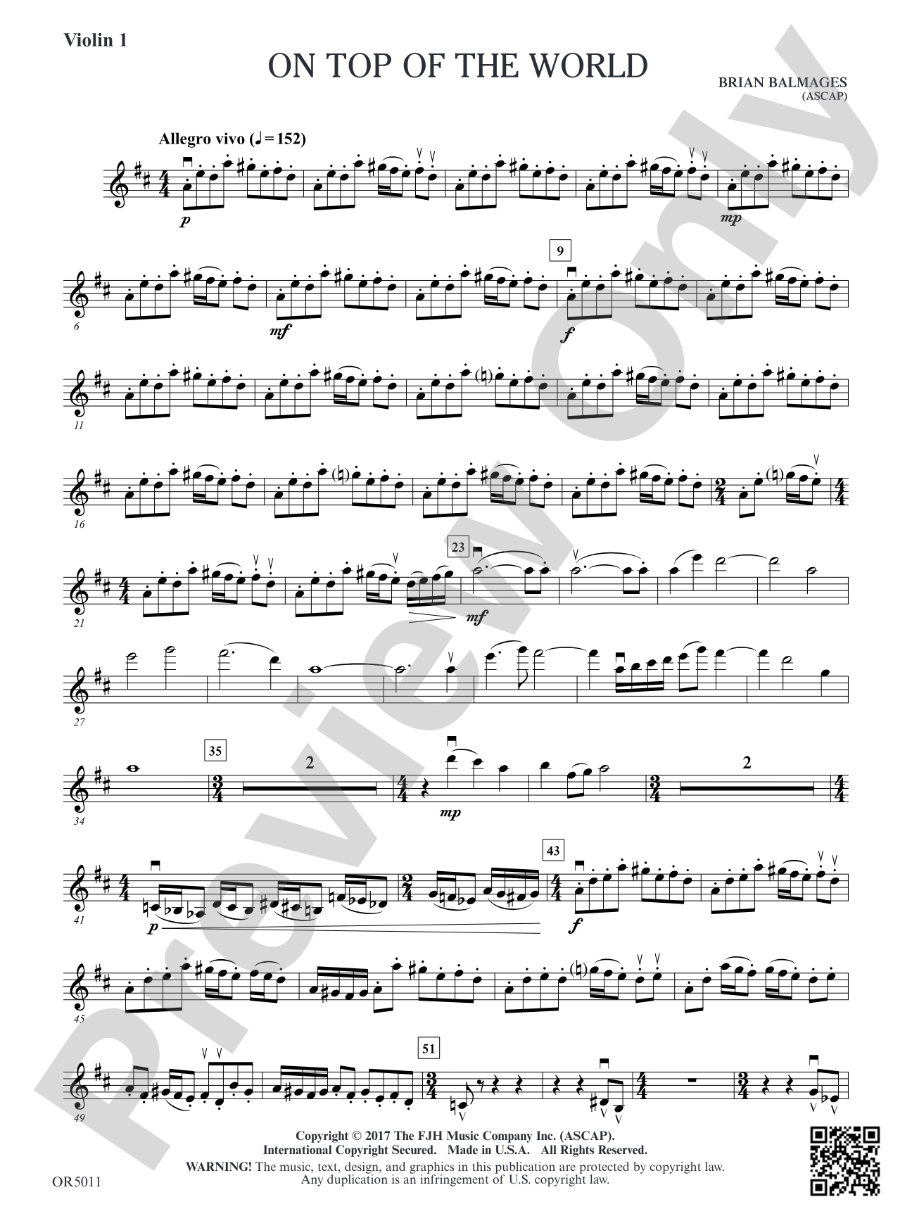 On Top of the World: Violin 1