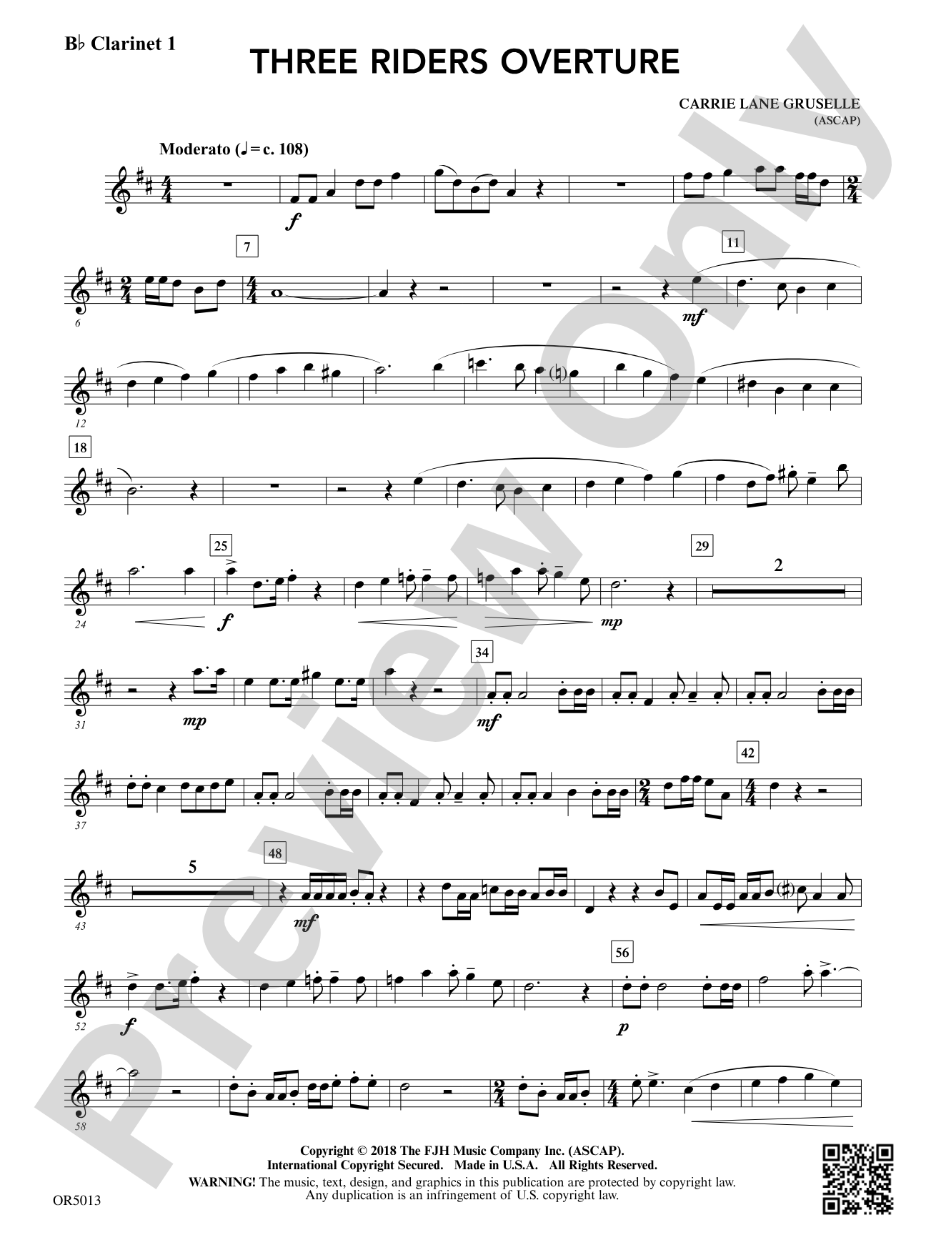 Three Riders Overture: B-flat Clarinet 1