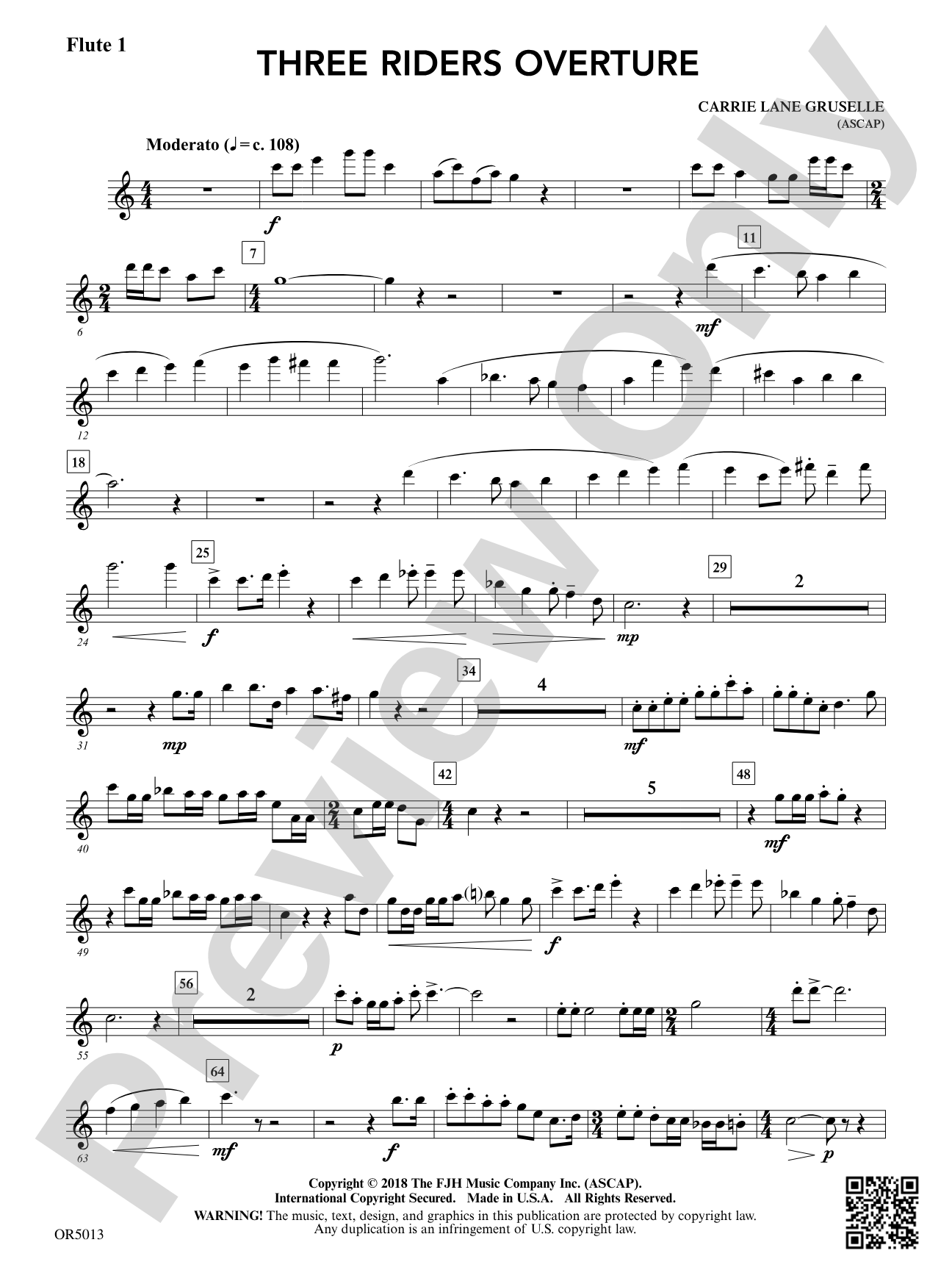 Three Riders Overture: Flute 1