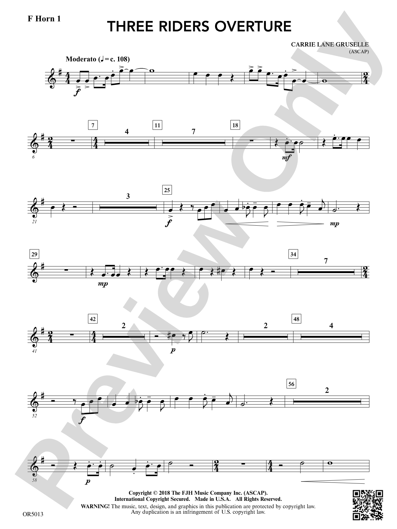 Three Riders Overture: F Horn 1