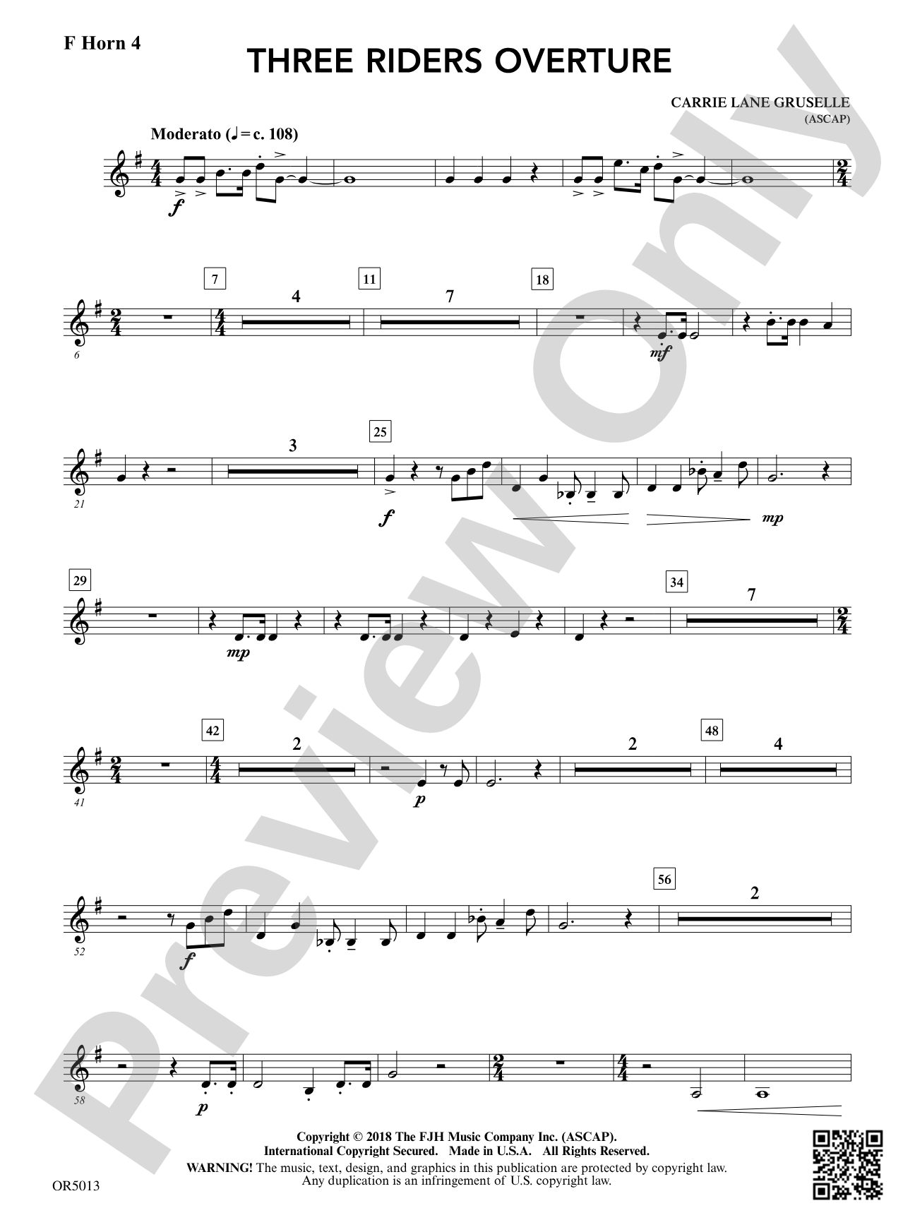 Three Riders Overture: F Horn 4