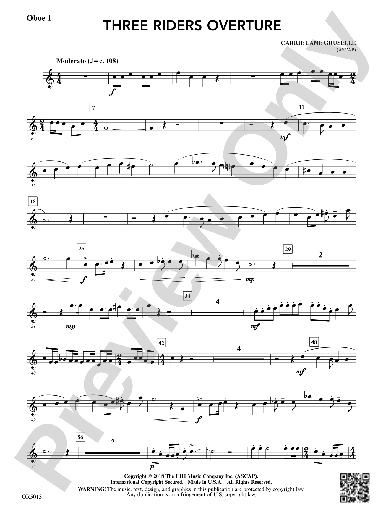 Three Riders Overture: Oboe 1