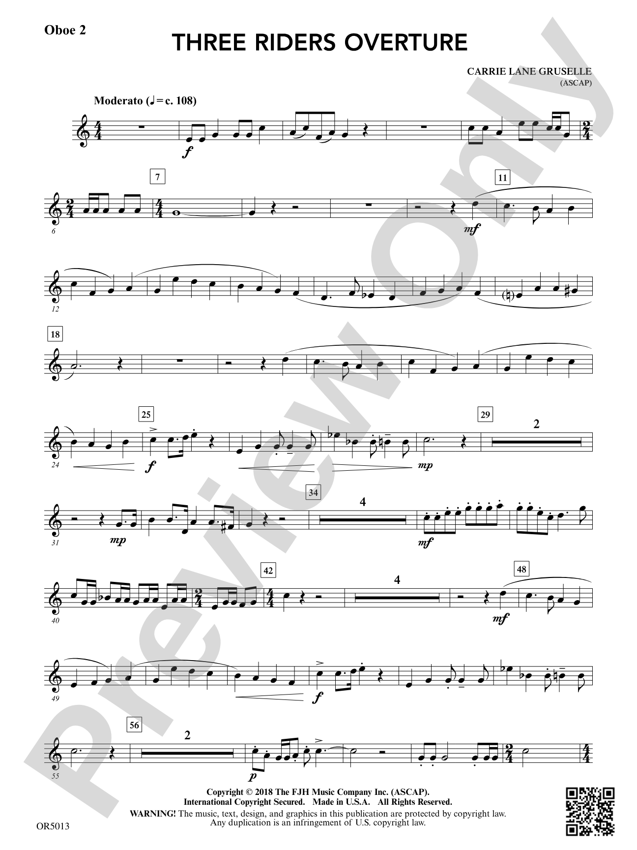 Three Riders Overture: Oboe 2