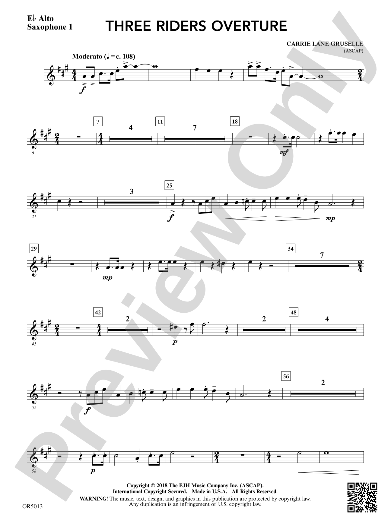 Three Riders Overture: Optional E-flat Alto Saxophone 1