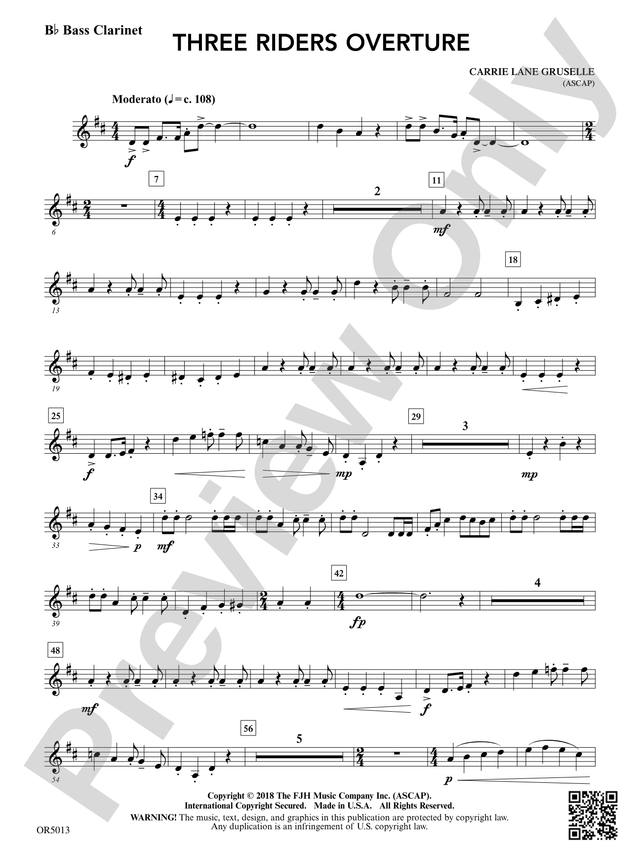 Three Riders Overture: Optional B-flat Bass Clarinet