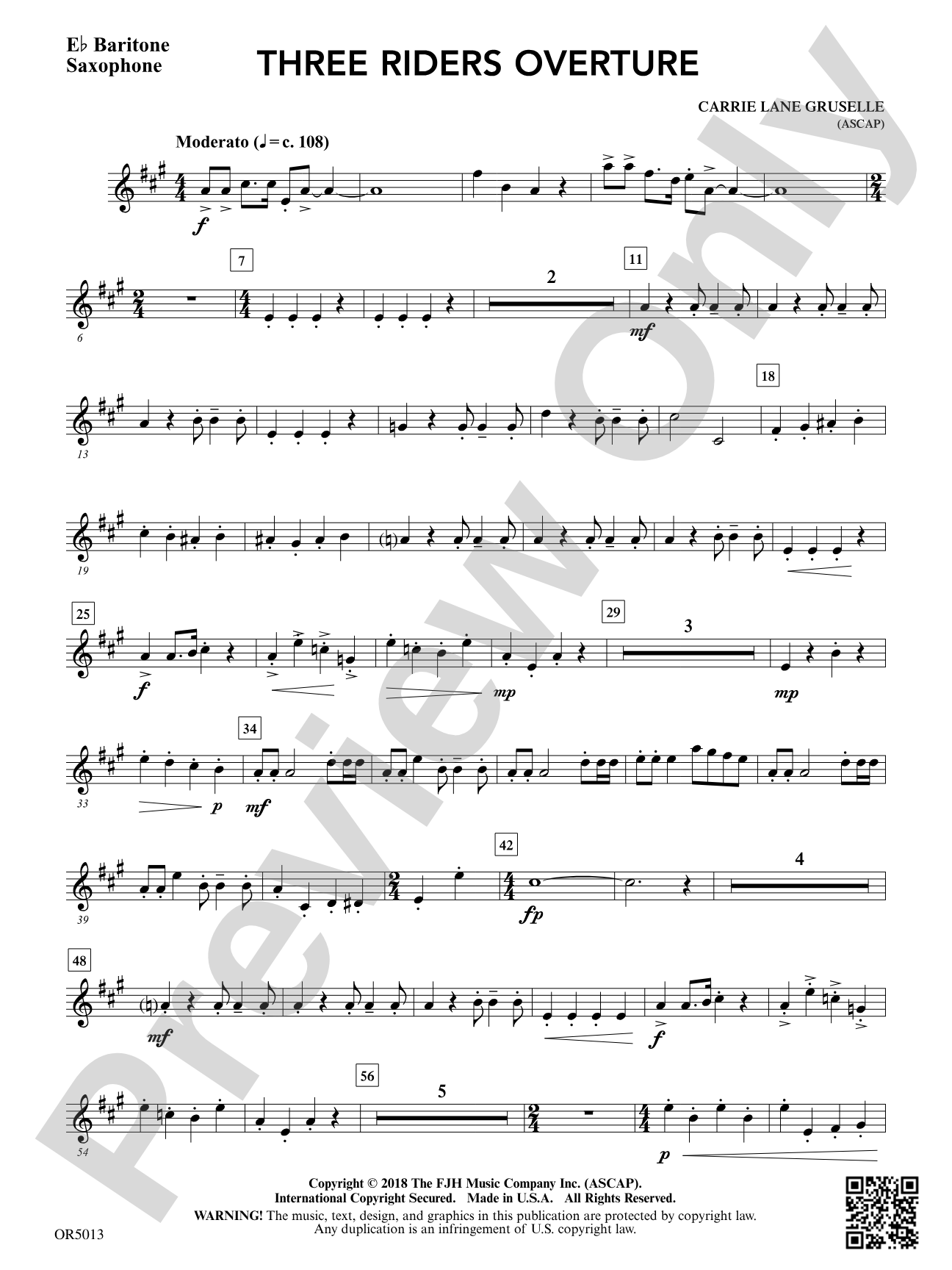 Three Riders Overture: Optional E-flat Baritone Saxophone