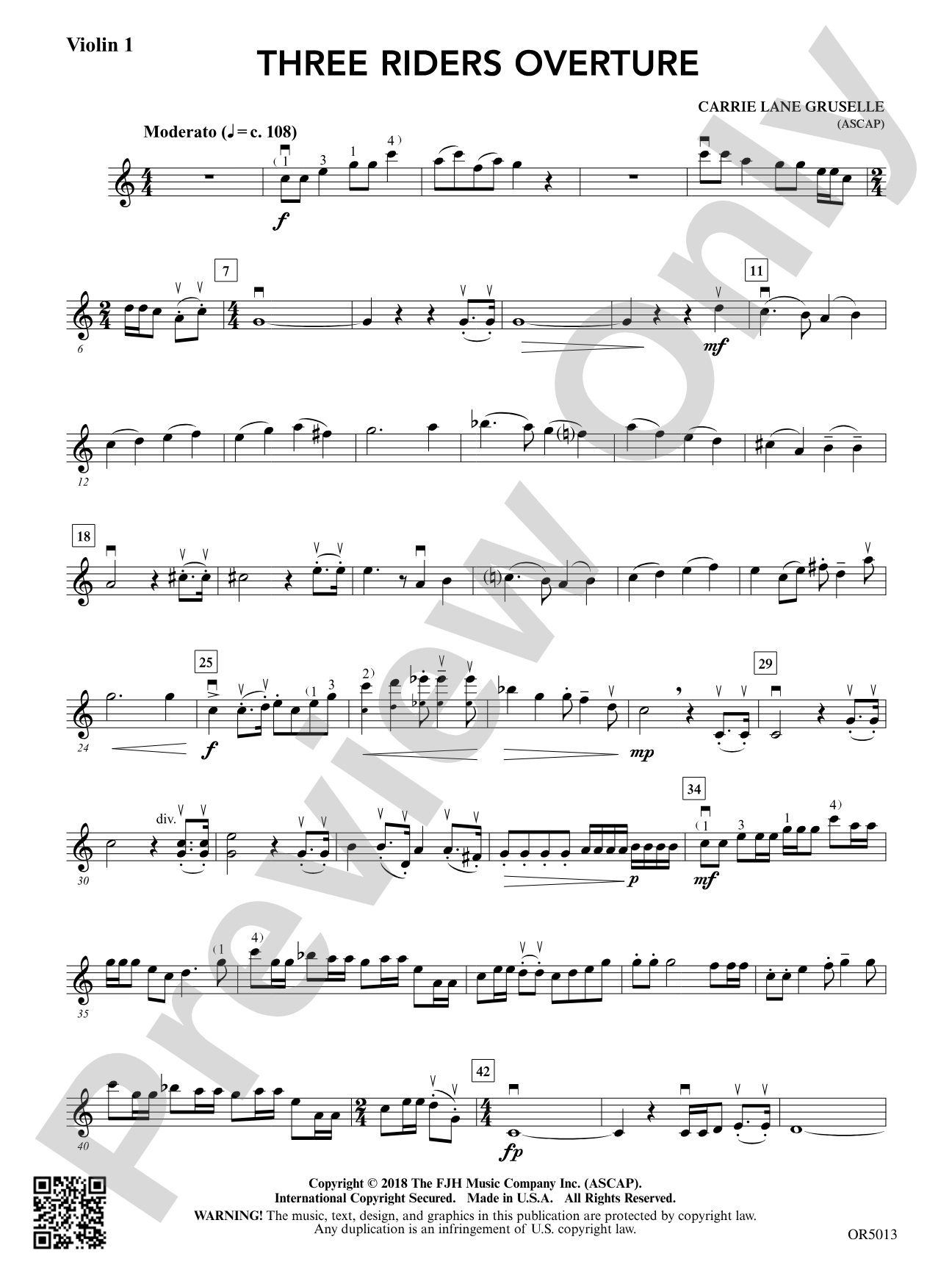 Three Riders Overture: Violin 1