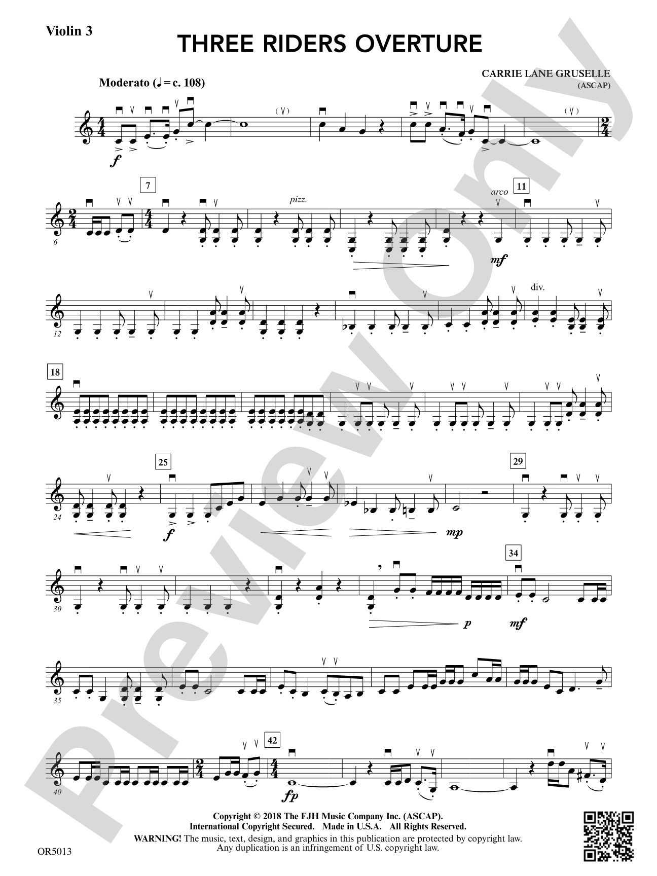 Three Riders Overture: Violin 3 (Viola T.C.)