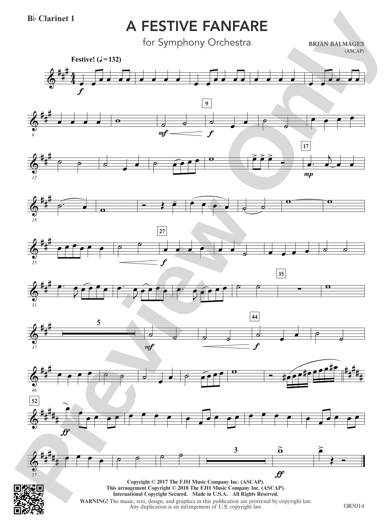 A Festive Fanfare: B-flat Clarinet 1