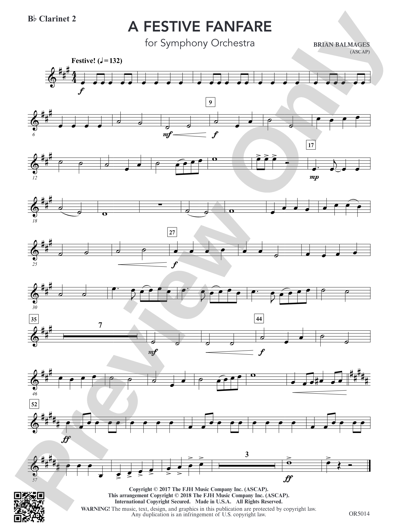 A Festive Fanfare: B-flat Clarinet 2