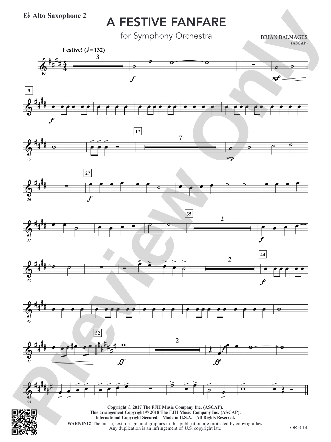 A Festive Fanfare: Optional E-flat Alto Saxophone 2