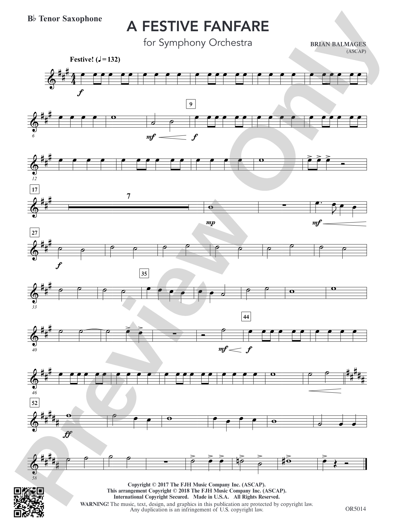 A Festive Fanfare: Optional B-flat Tenor Saxophone