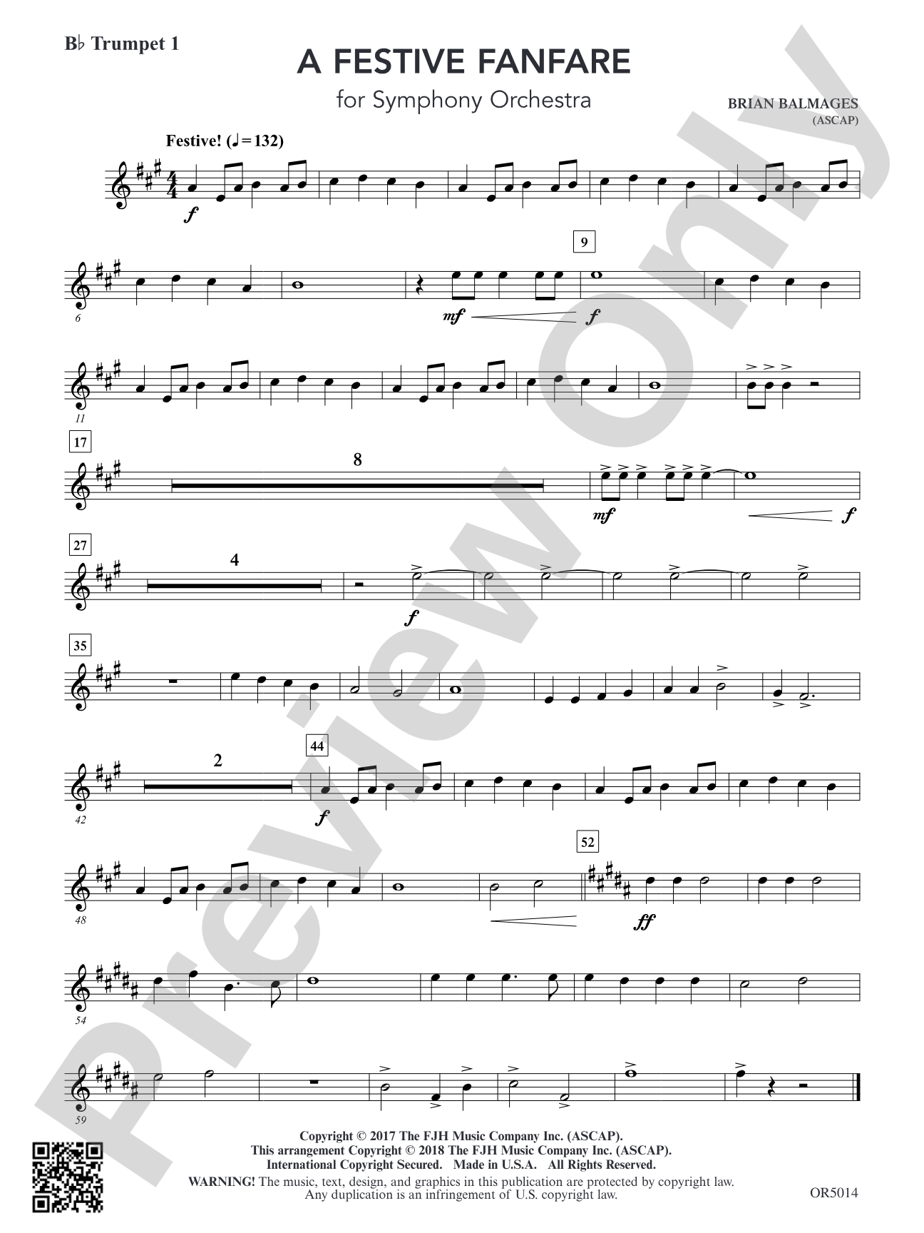 A Festive Fanfare: B-flat Trumpet 1