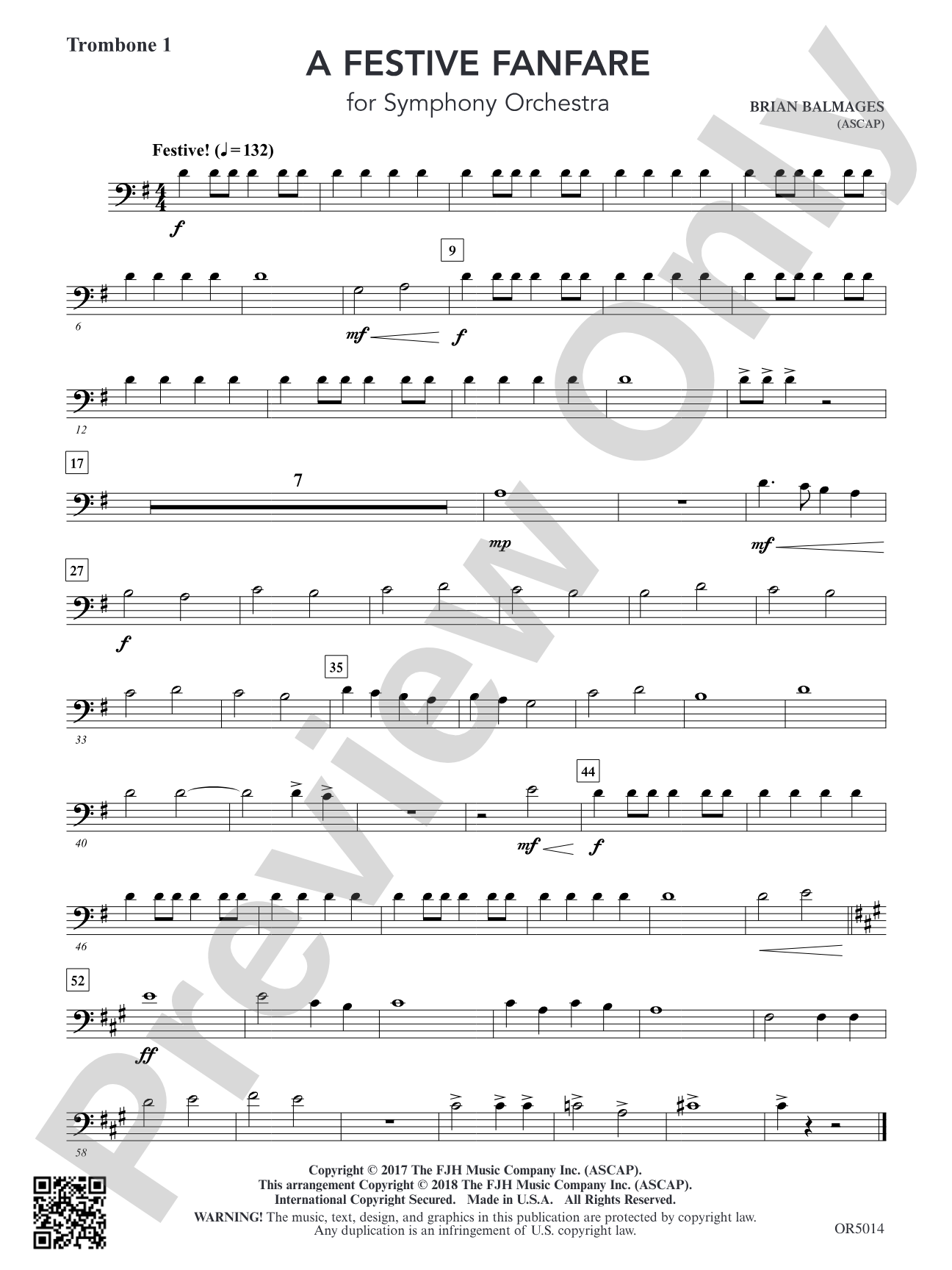 A Festive Fanfare: Trombone 1