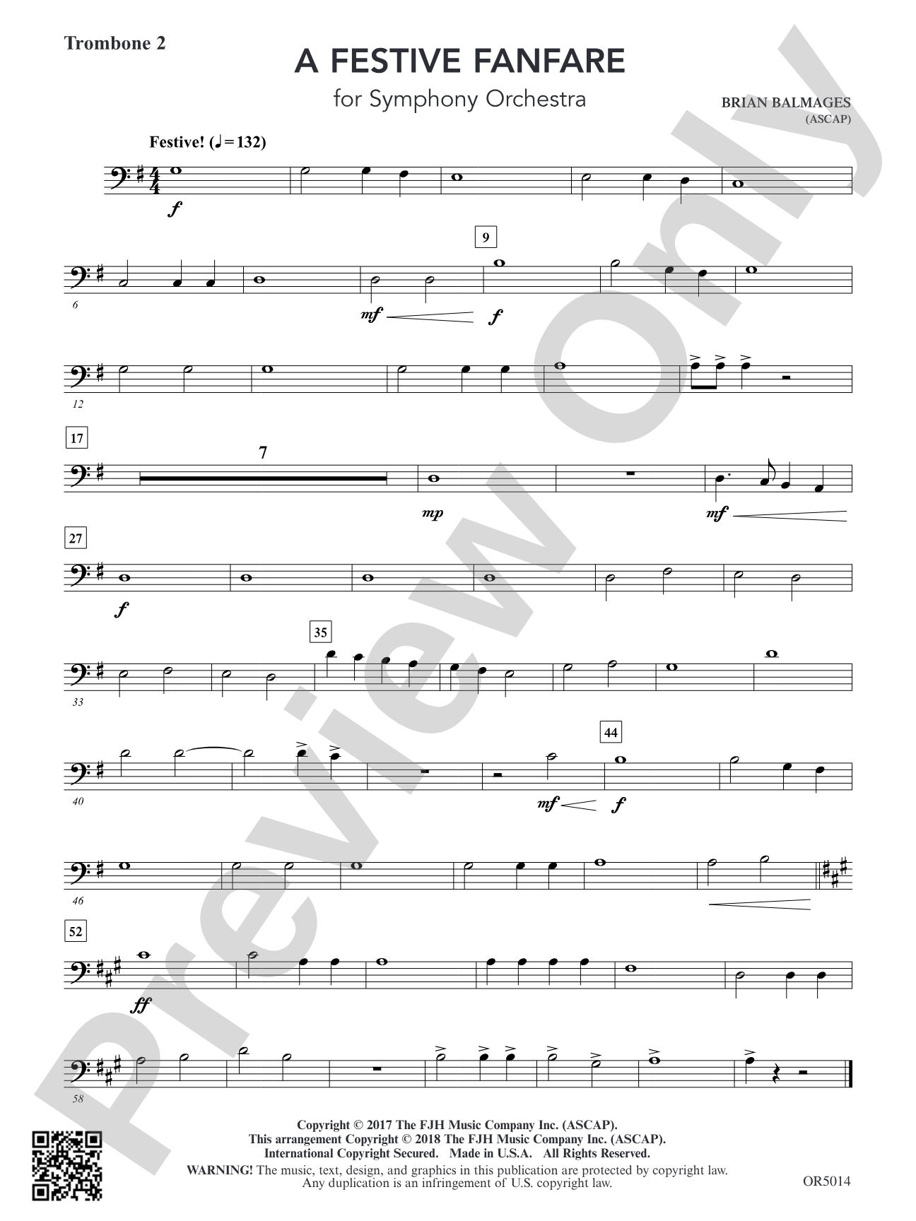 A Festive Fanfare: Trombone 2