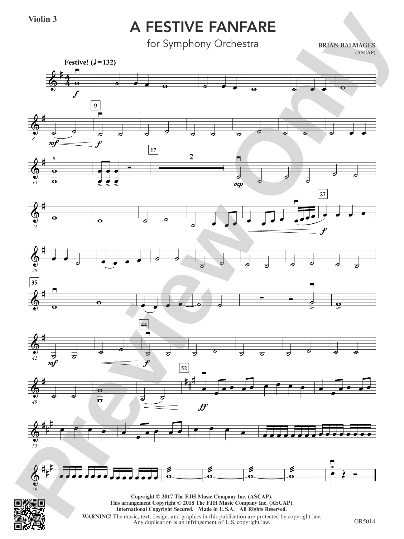 A Festive Fanfare: Violin 3 (Viola T.C.)