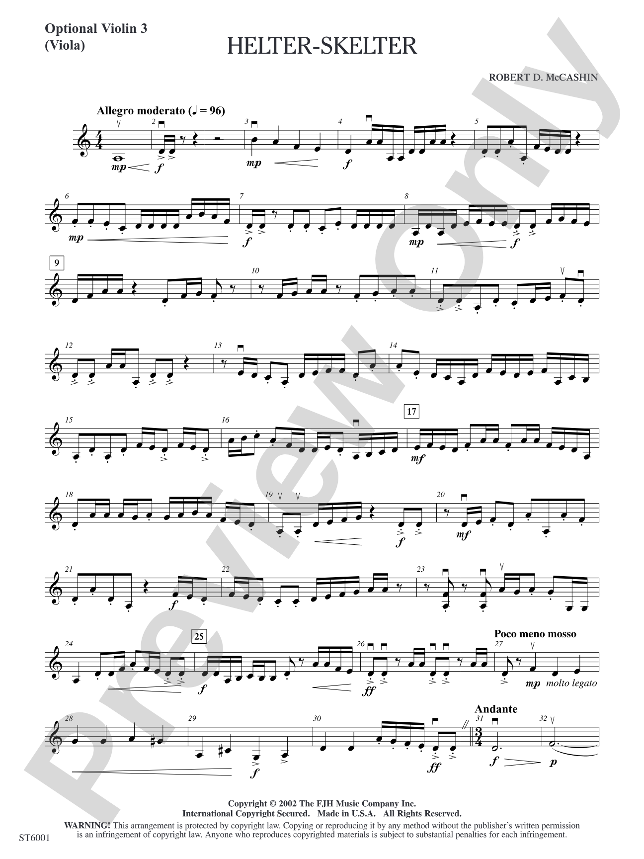 Helter-Skelter: Optional Violin 3