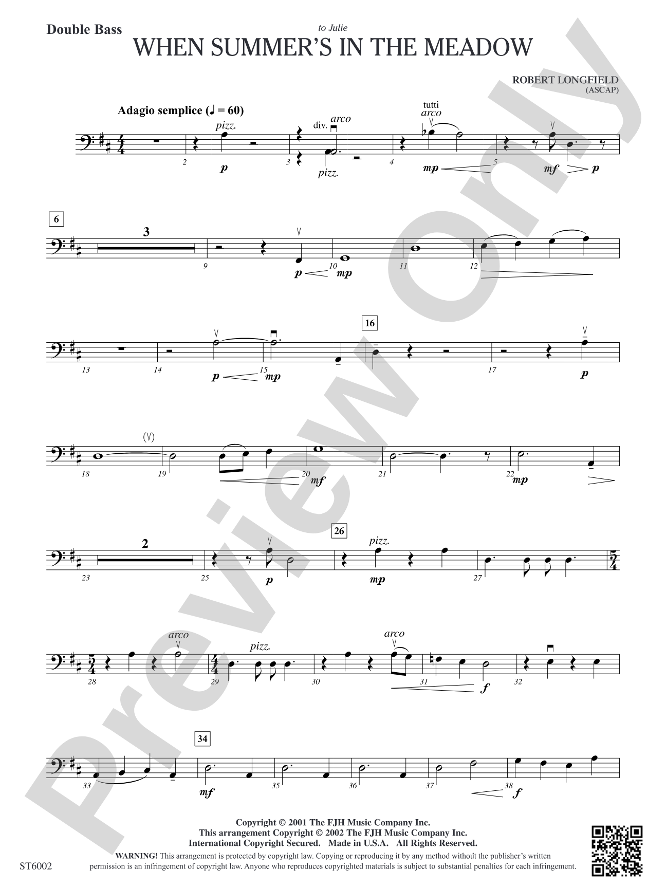 When Summer's in the Meadow: Double Bass