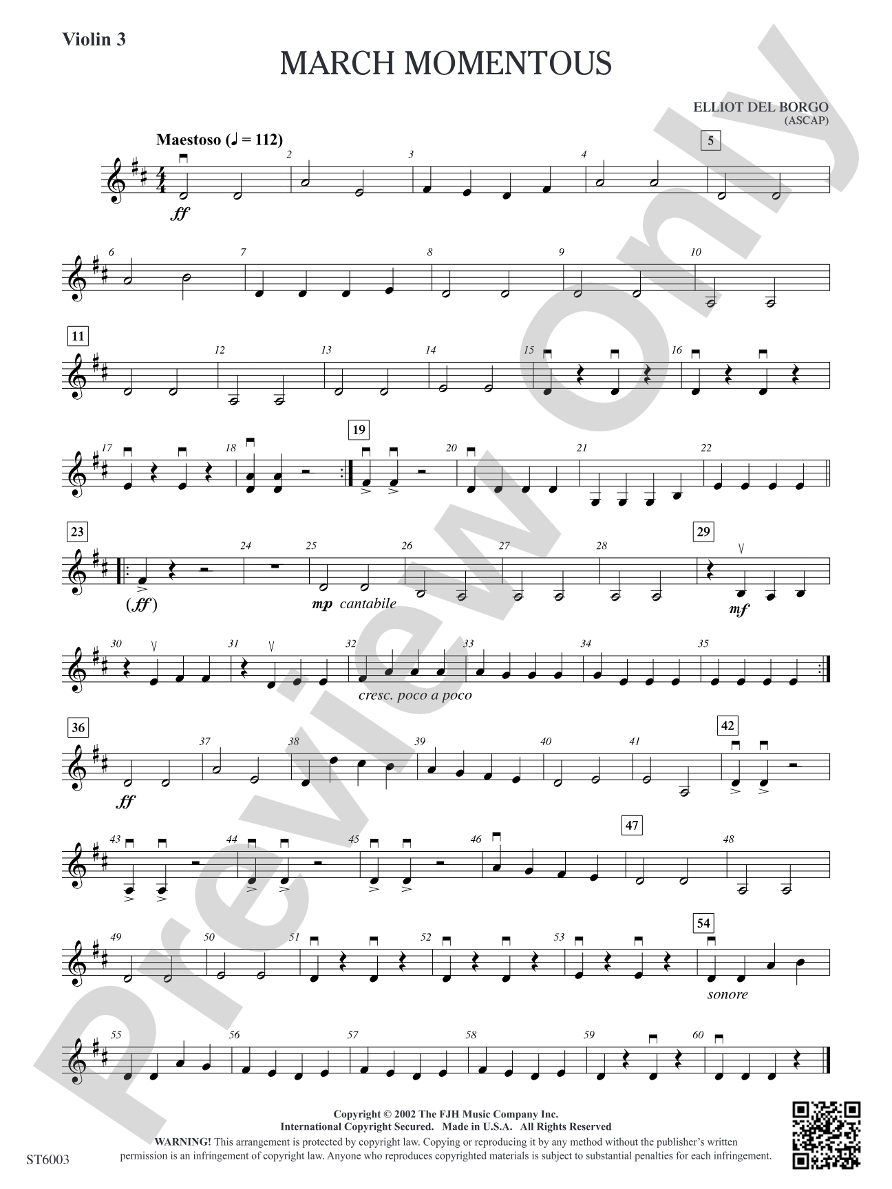 March Momentous: Optional Violin 3 (Viola)