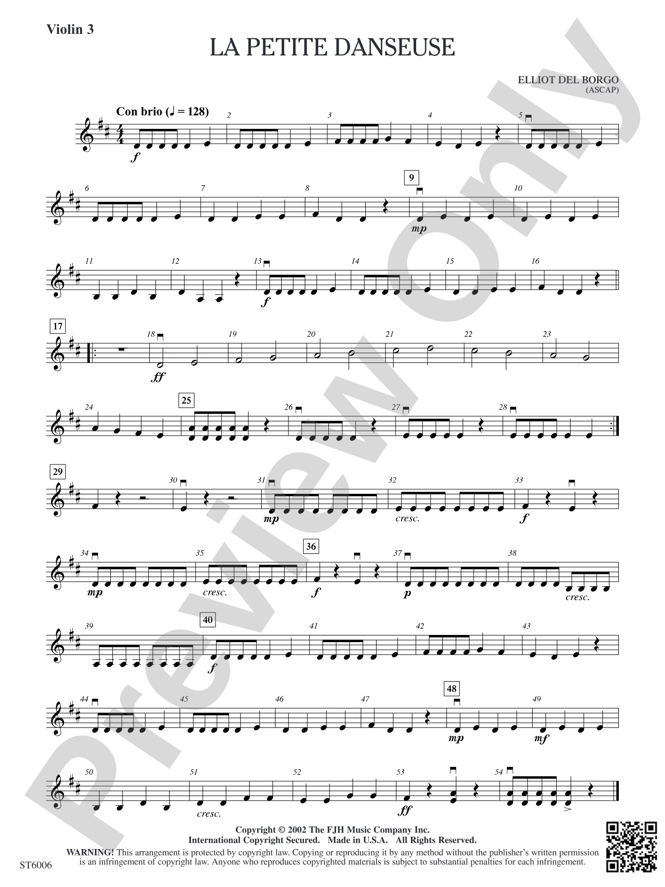 La petite danseuse: Optional Violin 3 (Viola)