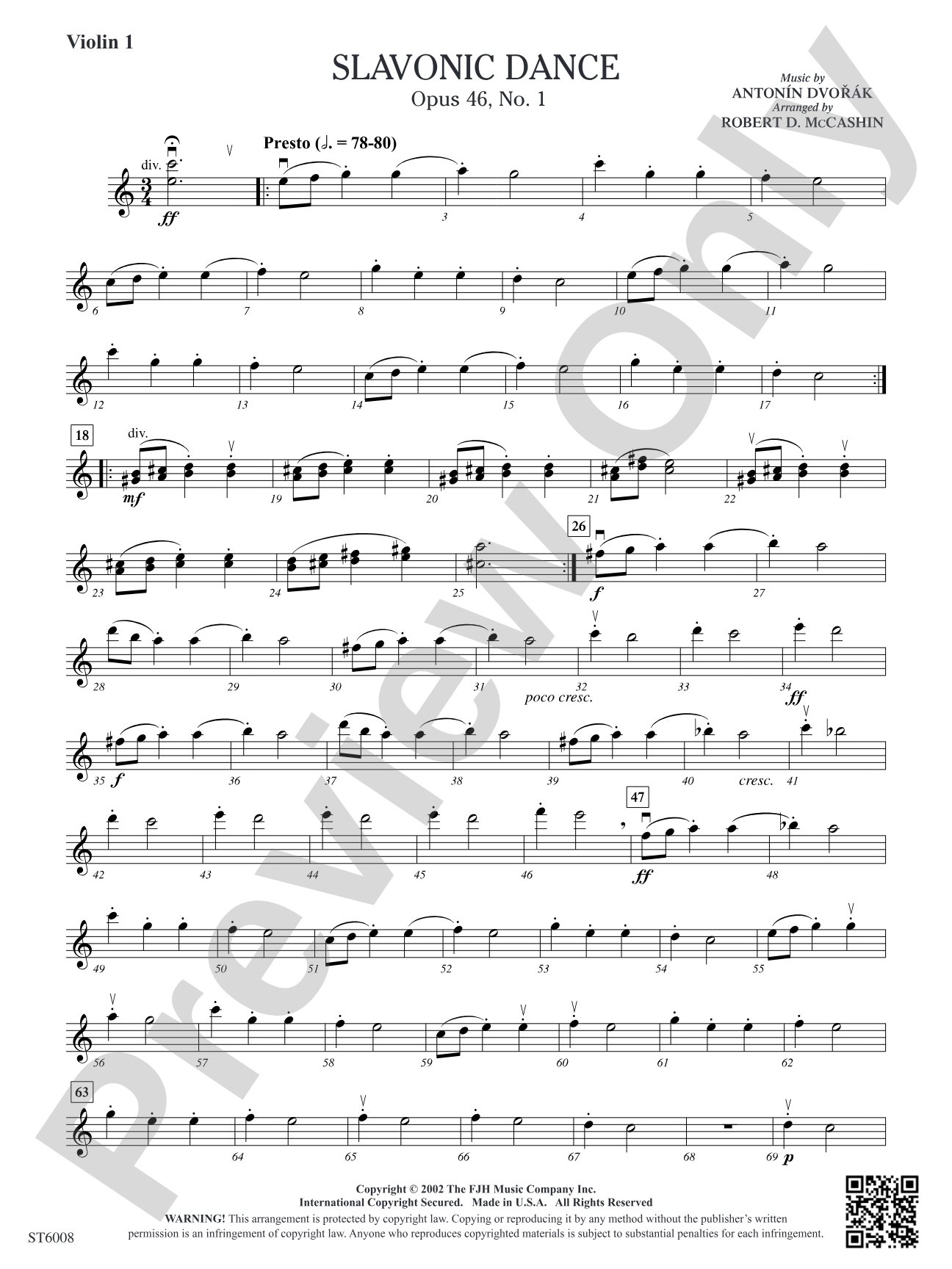 Slavonic Dance, Opus 46, No. 1: Violin 1