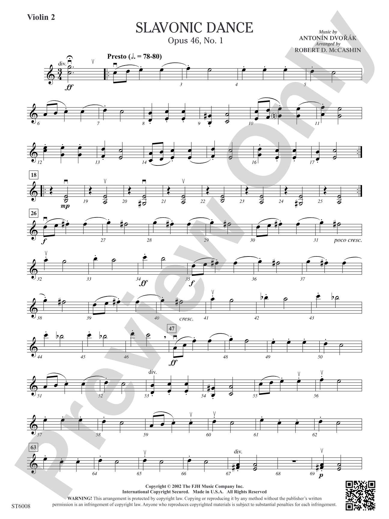 Slavonic Dance, Opus 46, No. 1: Violin 2